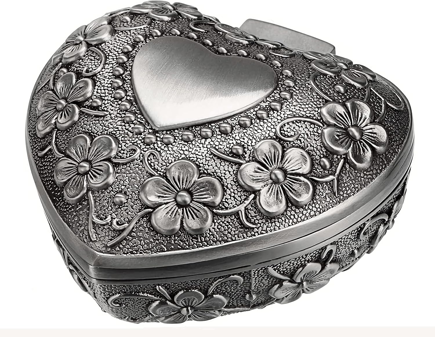 Vintage Metal Heart Shape/Retro Classic Pirate Jewelry Box, Small Trinket Jewelry Storage Box for Rings Earrings Necklace Treasure Chest Organizer Antique Jewelry Keepsake Gift Box Case for Girl image number 3