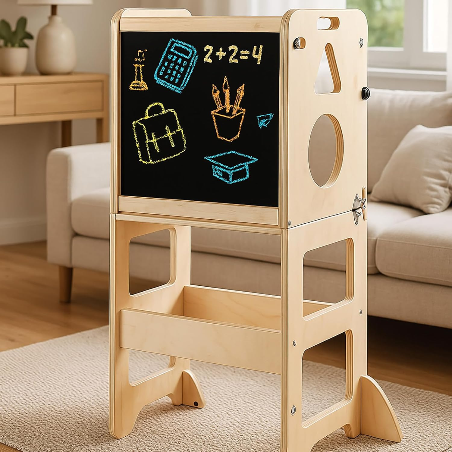 Jeonz Toddler Learning Tower, Foldable Kids Kitchen Step Stool, Montessori Standing Tower image number 1