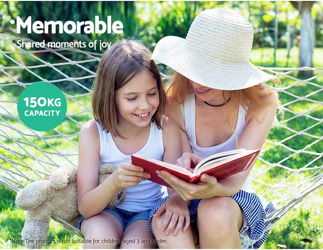 Gardeon Portable Hammock Chair, Lightweight Hanging Swing Bed for Camping, Patio, Backyard, Porch or Indoor Use, 150Kg Capacity, Breathable Mesh, White image number 6