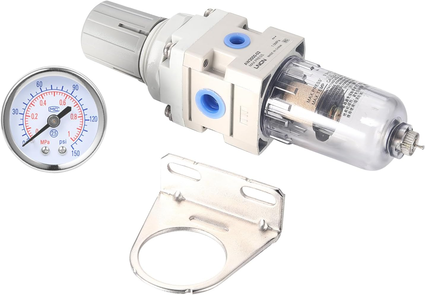 ZHONG an 1/4 Inch NPT Air Filter Pressure Regulator, Water Separator Compressed Air Pressure Regulator for Compressor image number 2