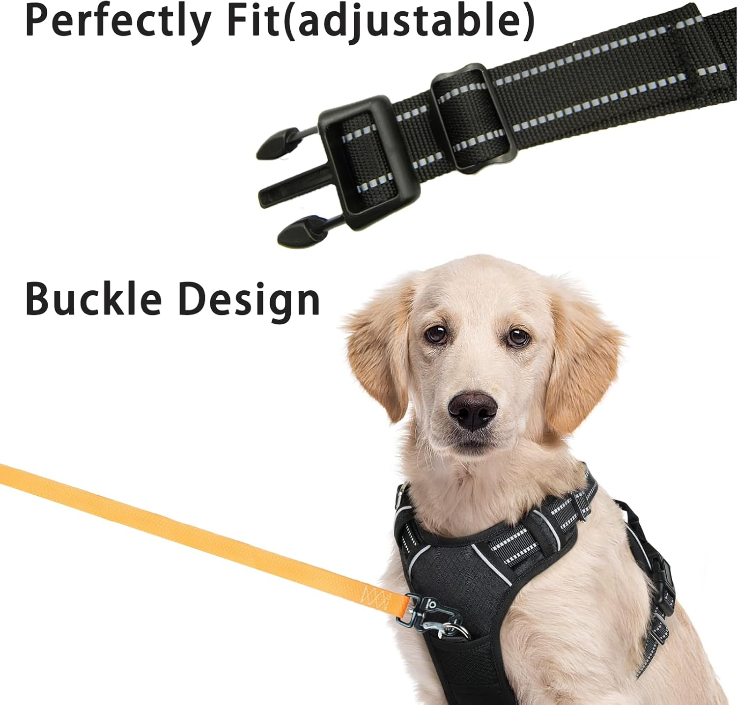 Reflective No-Choke Harness Reflective Adjustable Dog Harness Adjustable Soft Padded Pet Vest Harness Easy Control Dog Harness Big Dog Harness No Pull Dog Harness Front Clip Dog Vest Harness image number 6