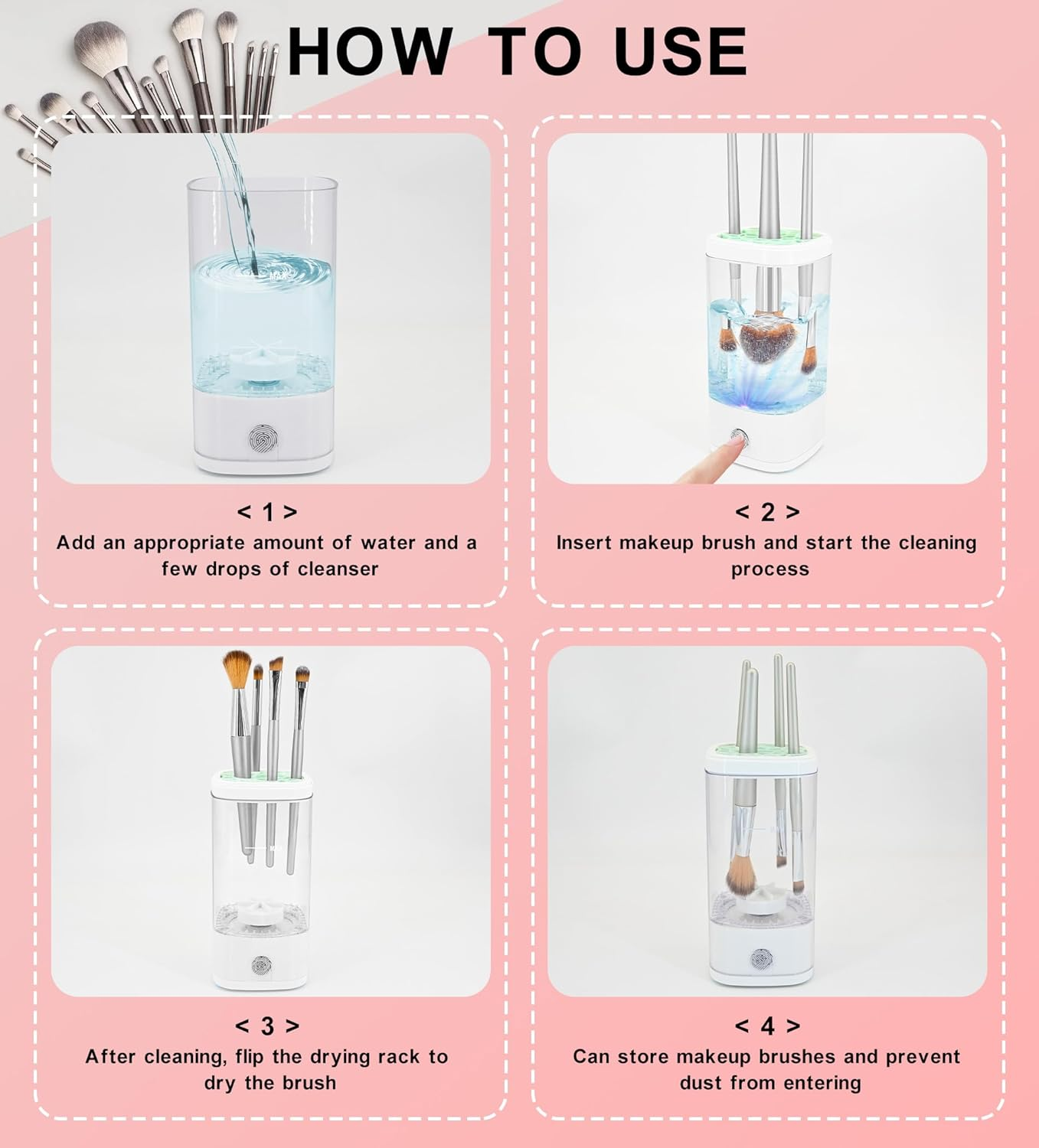 YBVABE Makeup Brush Cleaner Machine, Electric 9000 RPM Automatic Rotation, IP65 Waterproof, USB Plug Design, Fast and Efficient Cleaning for Makeup Brushes and Sponges, Easy to Use image number 5