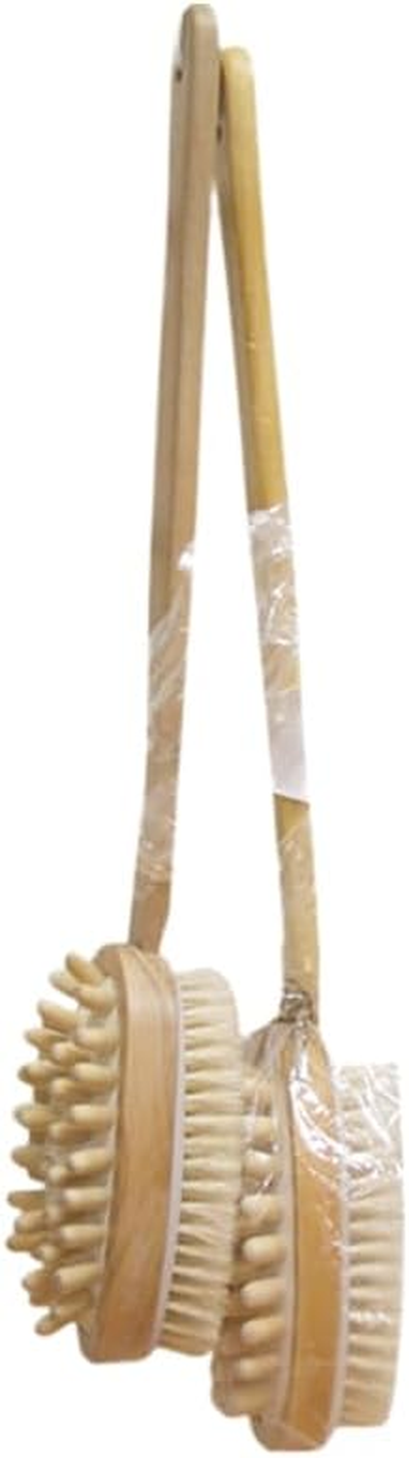 [2Pcs] Lylac Homeware Long Handle Bath Brush, Wooden Handle with Soft Bristles, Double-Sided Body Scrubber
