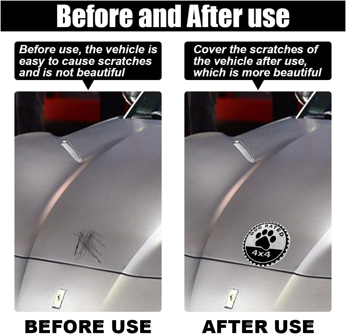 Car Badge Emblem, 4&times;4 Metal Car Exterior Badge Emblem, 3D Metal Auto round Emblem Decals Car Badge Decal Stickers Compatible with Jeep Wrangler Vehicles Suvs Trucks (Dog Rated) image number 1