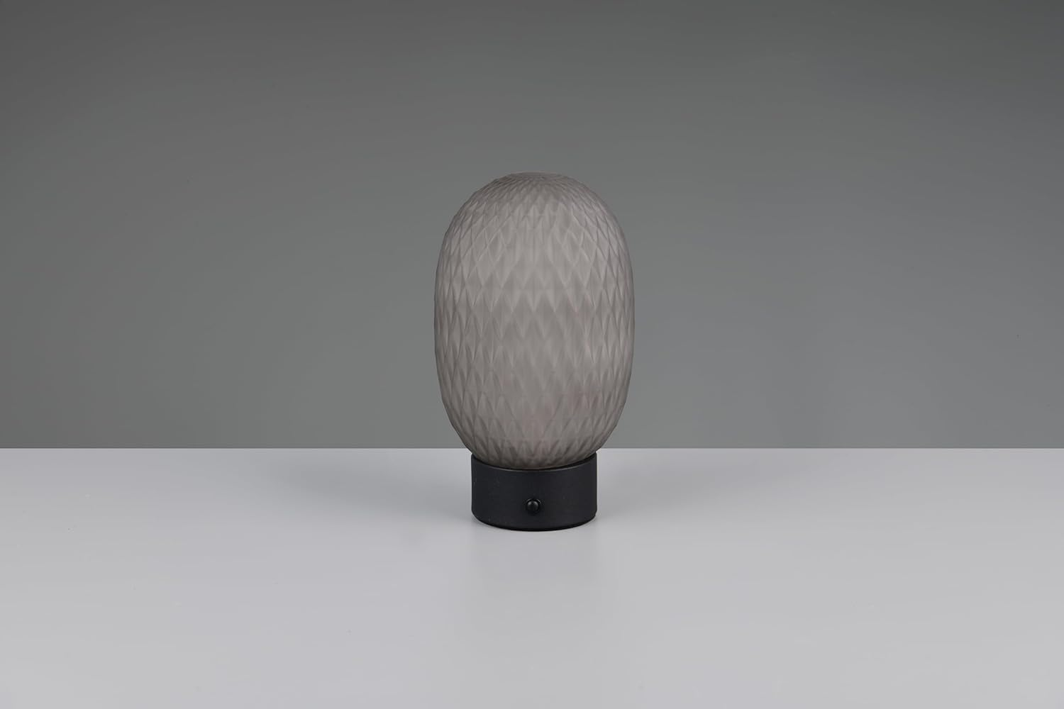 Trio Leuchten LED Battery Table Lamp Facette 564210154 Metal Black Matte Glass Smoked with 1.5 Watt LED USB Connection 4-Way Touch