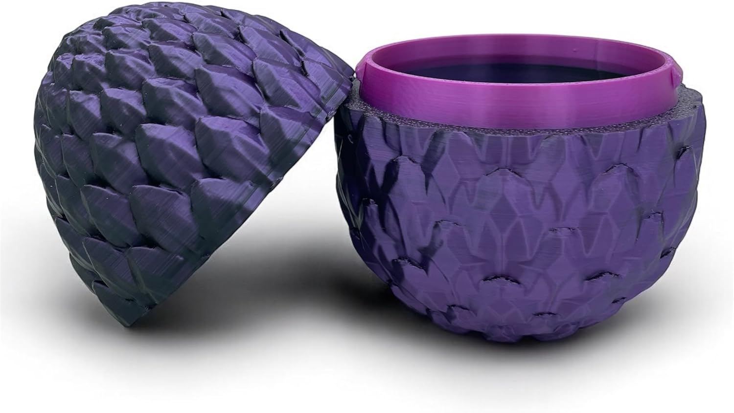 3D Printed Egg with Dragon Inside, Large Crystal Dragon in Scaled Egg with Lucky Coins, Full Articulated Figurine for Adults with ADHD, Autism, Stress and Anxiety Relief (Purple and Black) image number 2