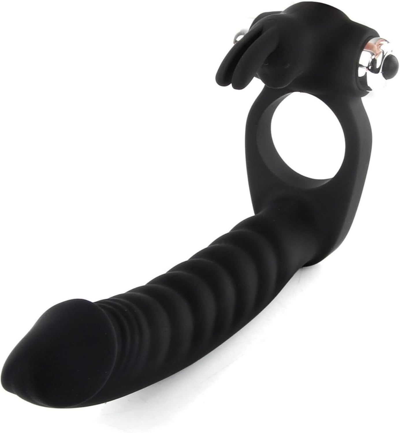 Silicone Vibrating Double Dildo Dual Penetration with Cock Ring Silicone Butt Plug Strap on 7 Speed Penetrator Men Couple Anal Plug Sex Women Pleasure Adult Sex Toys