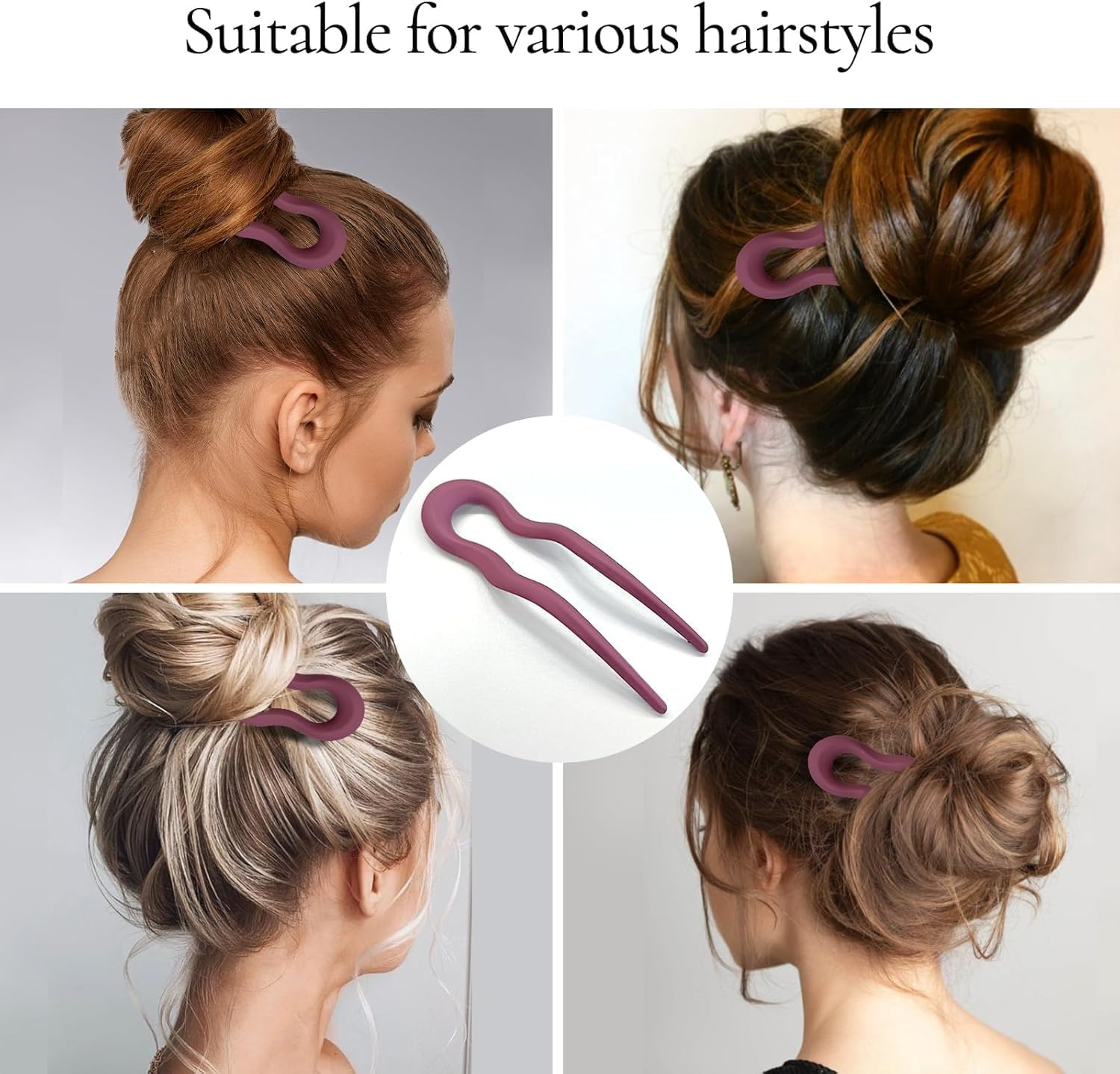 Frosted U Shaped French Hairpin, 6Pc Wavy U Shaped Frosted Twist Hairpins, French Twist Hair Pin U Shaped Hair Pin Forks for Women image number 3