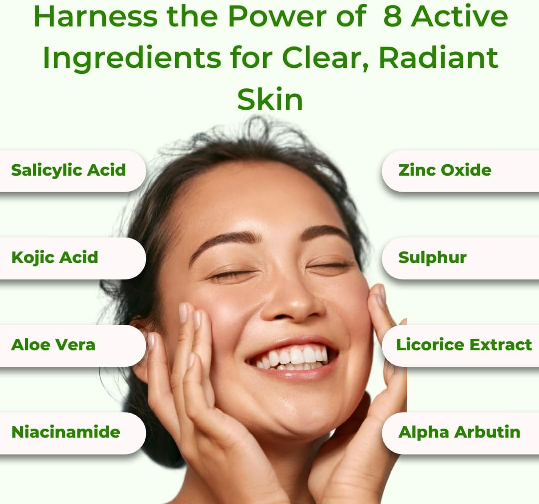 Salicylic Acid Soap with 8 Active Ingredients for Skin Brightening, anti Blemishes, Exfoliating, Acne, Kojic Acid, Niacinamide 80G image number 1