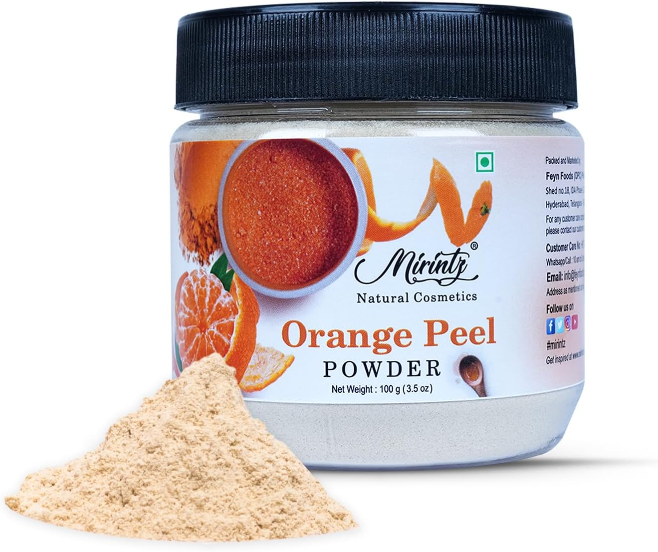 Mirintz 100% Natural Orange Peel Powder | (100 Gms) Pure Orange Face Peel Mask for Cosmetics & Skincare | Ayurveda Products Vitamin C Face Mask | Orange Skin Peeling Powder for Face | image number 6