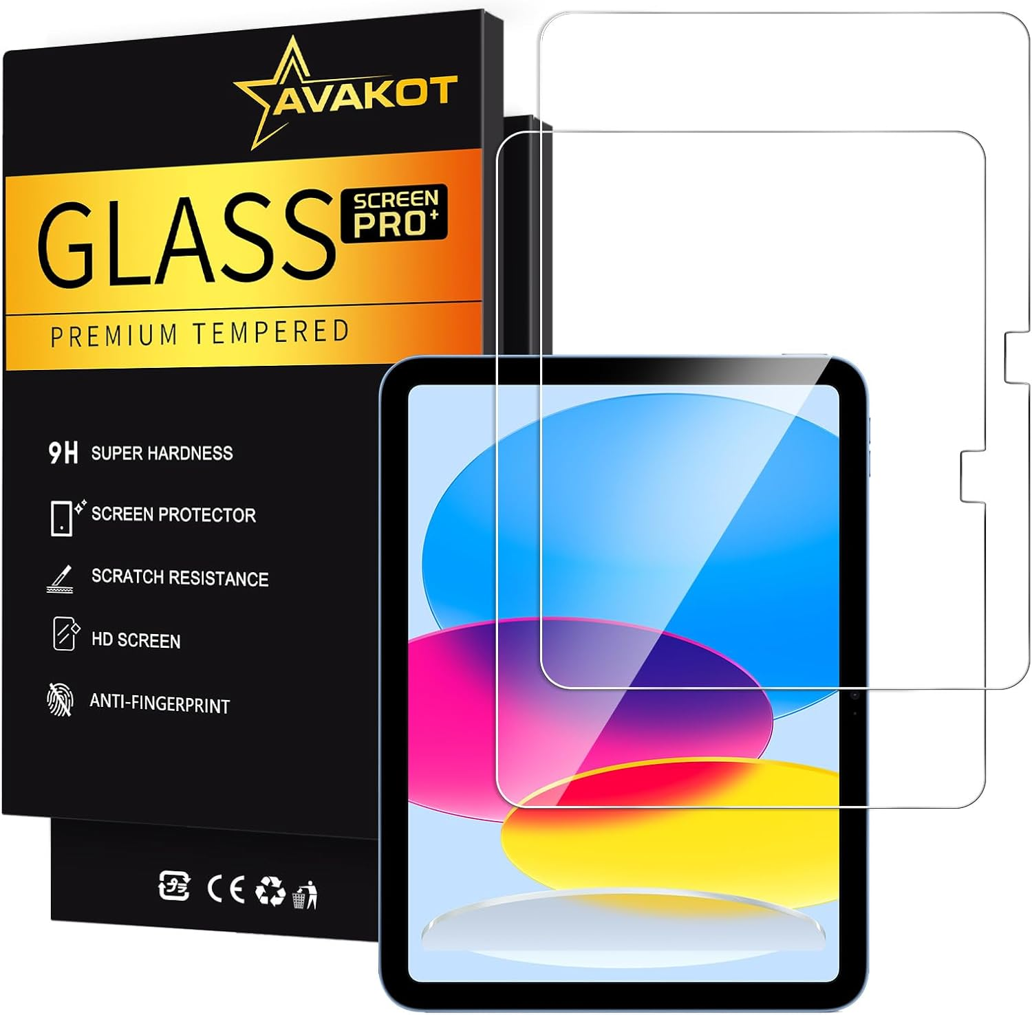 Avakot 2 Pack Ipad 10Th Generation Screen Protector Tempered Glass Screen Protector for Ipad 10.9 Inch 2022 Ultra Thin Tempered Glass Film for Ipad 10 Gen Touch Sensitive Anti-Scratch image number 6