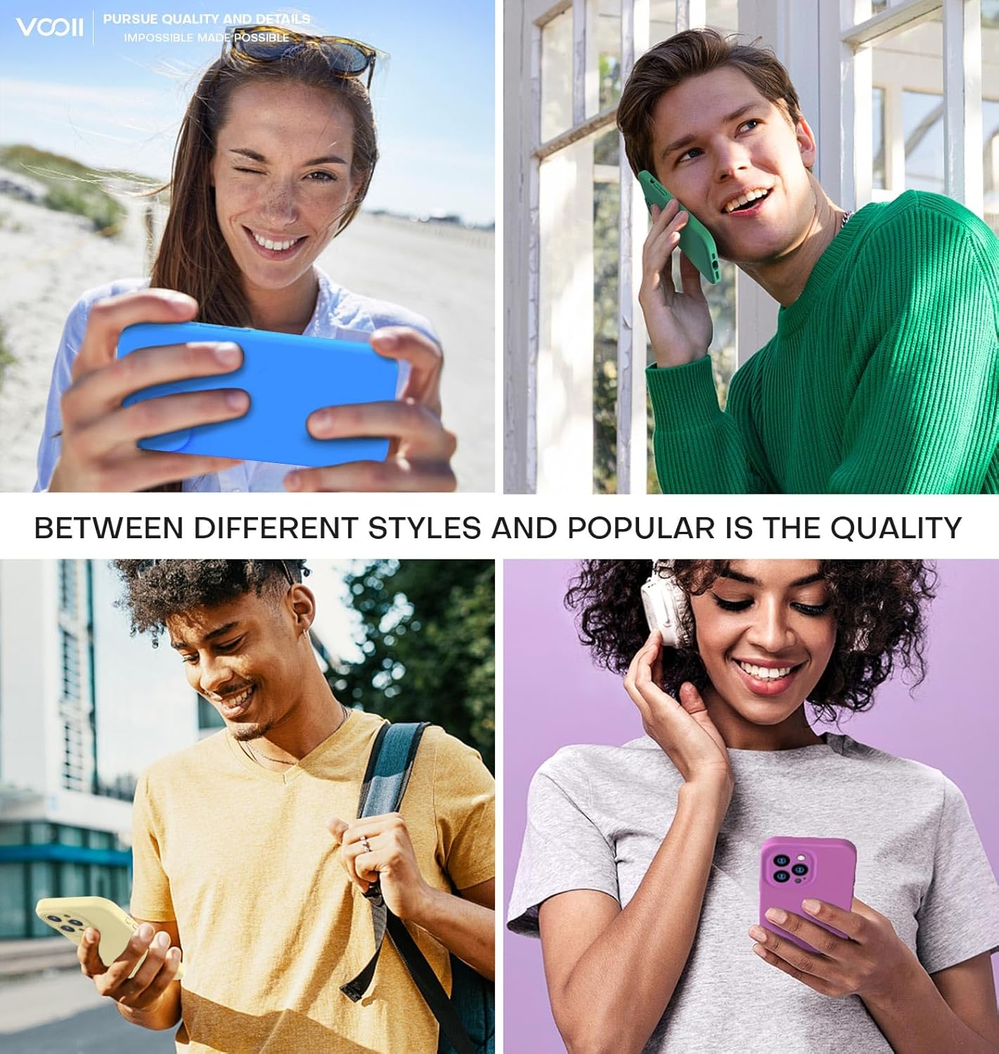 Vooii Compatible with Iphone 16 Pro Max Case, Liquid Silicone Upgrade [Camera Protection] [Soft Anti-Scratch Microfiber Lining] Shockproof Phone Case for Iphone 16 Pro Max 6.9 Inch - Creamy Yellow - Blue image number 4