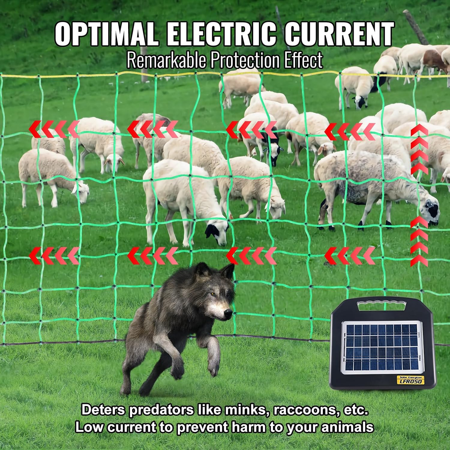 VEVOR Electric Fence Netting, 0.88 X 49.98 M, PE Net Fencing with Posts & Double-Spiked Stakes, Utility Portable Mesh for Goats, Sheep, Lambs, Deer, Hogs, Dogs, Used in Backyards, Farms, and Ranches image number 2