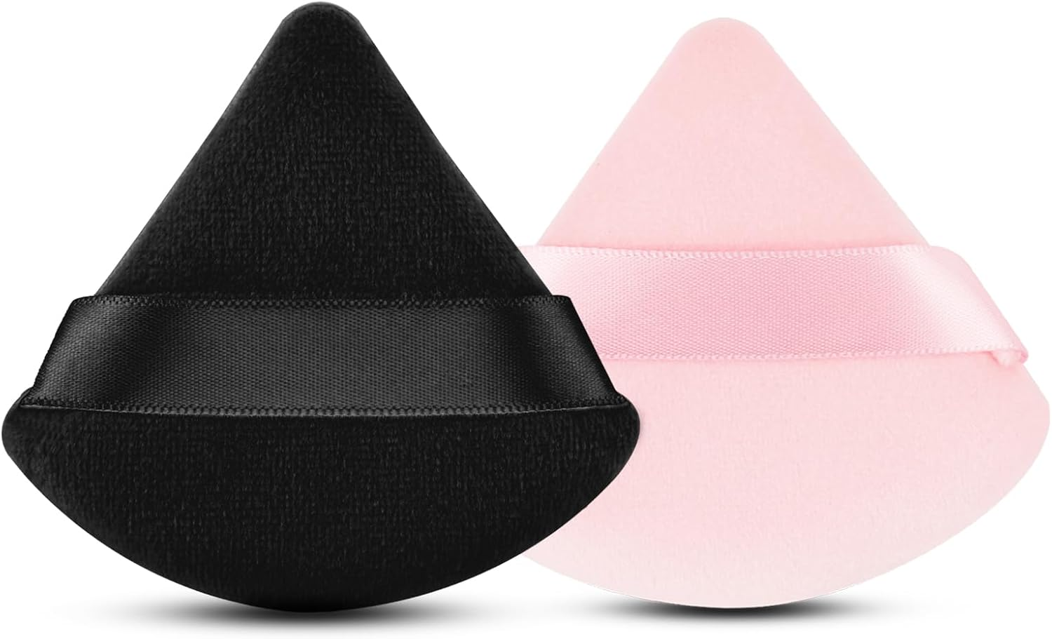 2 Pcs EVAOUXIU Triangle Powder Puff for Face Powder, Soft Plush Setting Powder Puff, Velour Cosmetic Foundation Blender Sponge Beauty Makeup Tools (Nude)