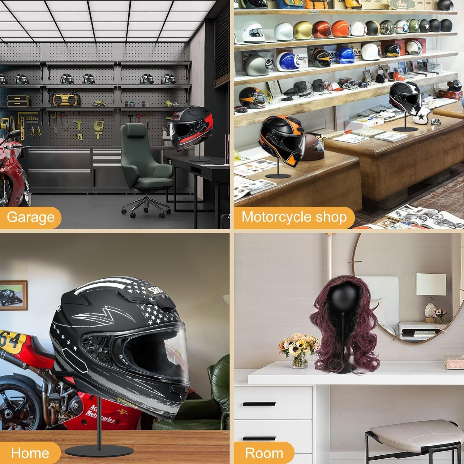 Helmet Stand, Rotating Desktop Hanger Helmet Display Stand, Suitable for Motorcycle Helmets, Hats and Rugby Helmets image number 1