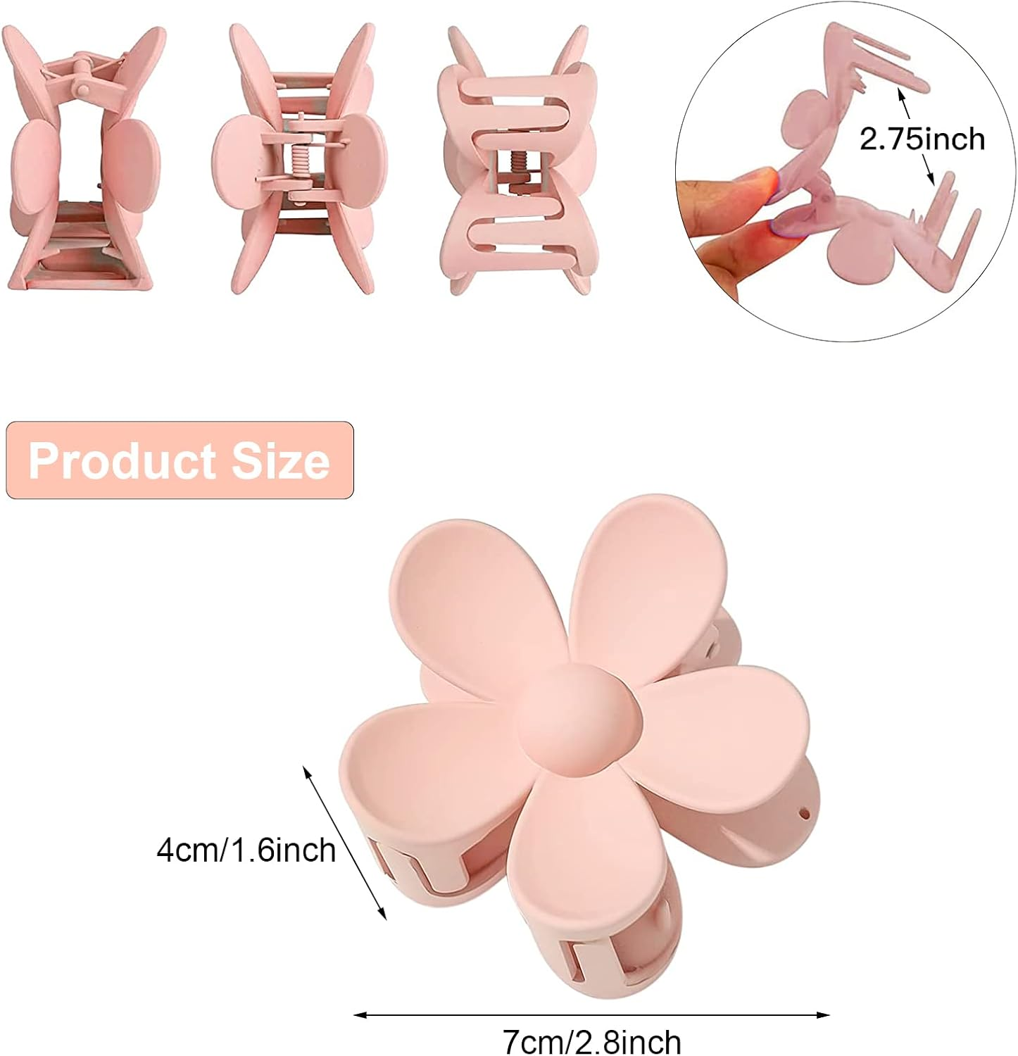 Pack of 8 Hair Clips Flower Hair Clips Yellow Blue Green Pink Purple Rose Red Light Blue Orange Colourful Hair Clips Large Hair Clips Women Acrylic Colourful Hair Clips Small Hair Clip Thin Hair Clips for Girls image number 2