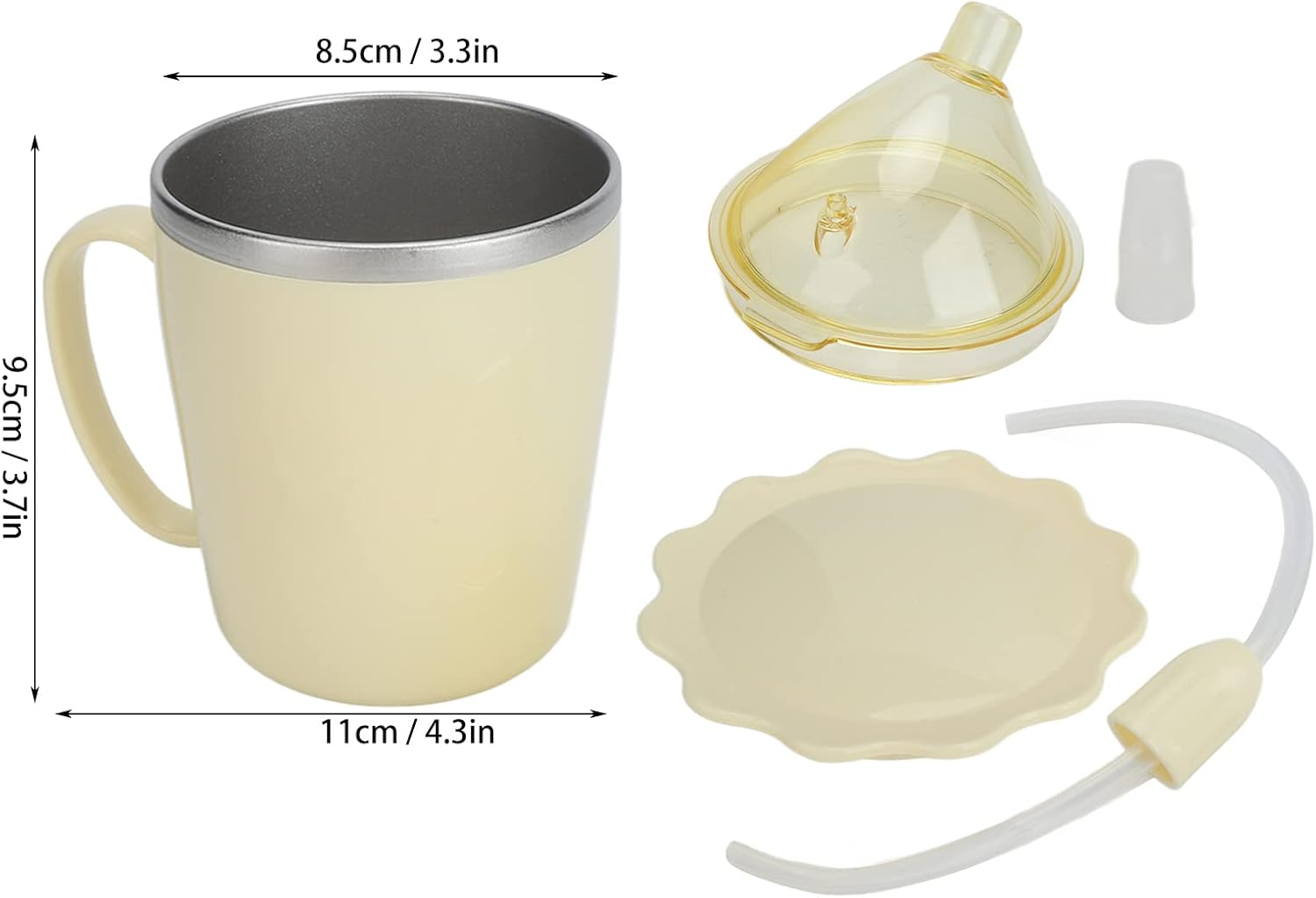 Convalescent Feeding Cup, 350Ml 304 Stainless Steel Adaptive Drinking Cup with Straw, Leakproof Lightweight Bed Sippy Cup Drinking Aids for the Elderly Patient Disabled image number 6
