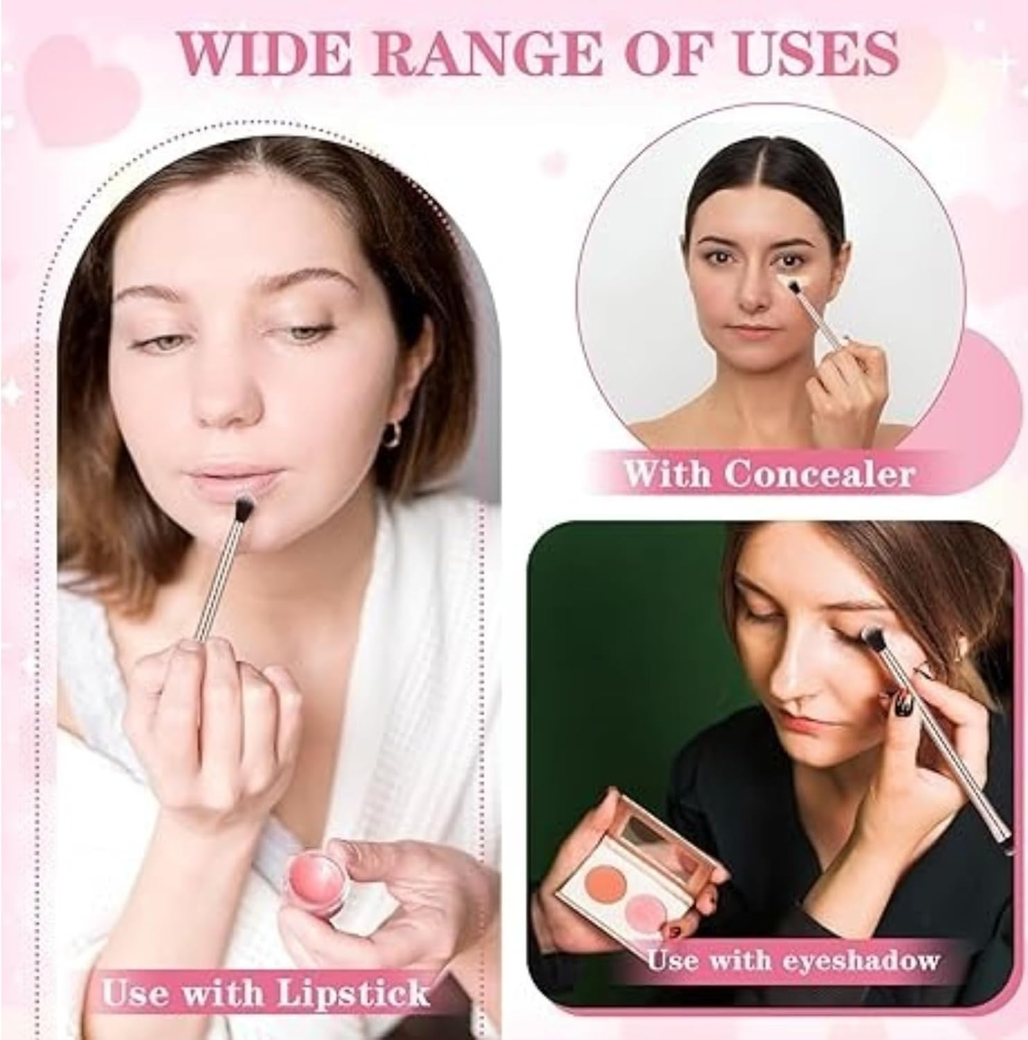 CKONXE 5Pcs Eyeshadow Smudge Brush,2 in 1 Double Ended Concealer Brush,Soft Firm Pointed Foundation Applicator for Concealer Eyebrows Eyeliner, Reusable,Multifunctional Makeup Tool, Gold image number 1