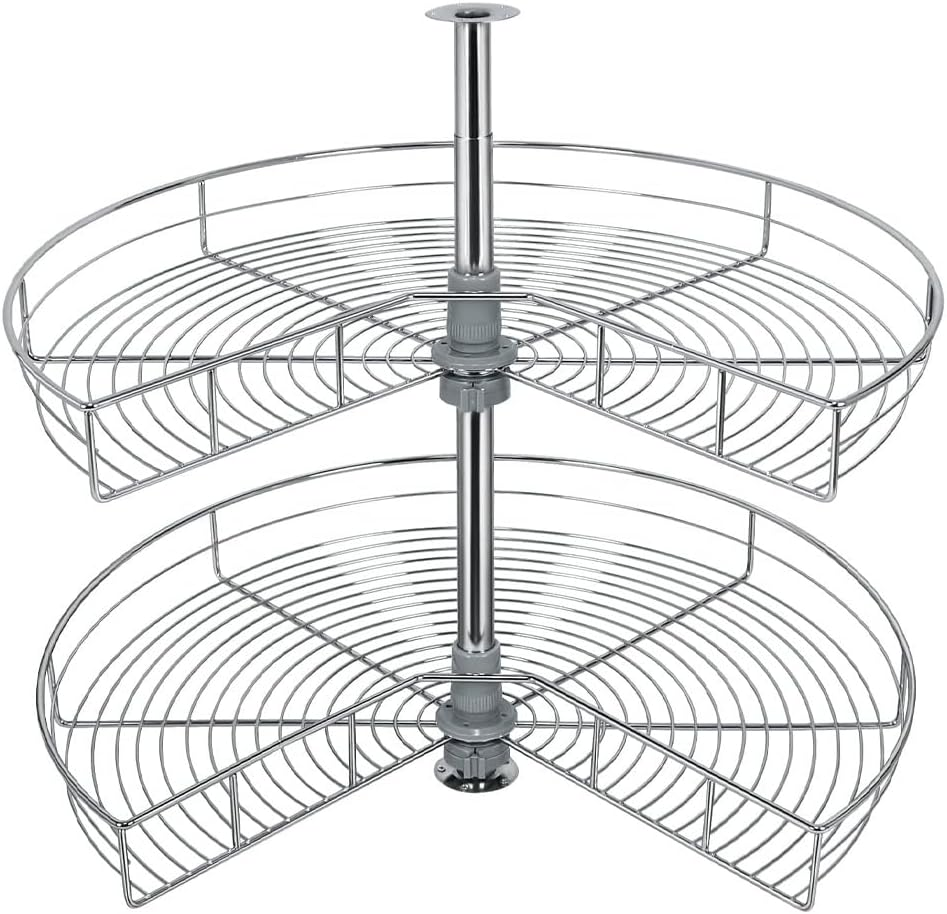 ALSTON Kitchen Corner Cabinet Organizer 2-Shelf Rotating Carousel, Blind Corner Basket Rotating Kitchen Storage Rack, 270 Degree 81Cm Diameter, Adjustable Height 55-79Cm, Fit Most 90Cm Cabinet image number 3