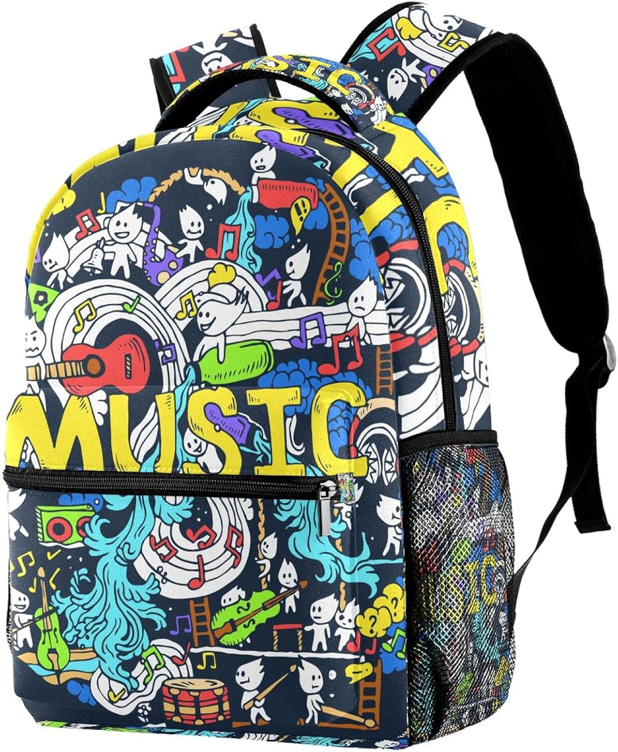 Musical Art with Funny Creatures Backpack Students Shoulder Bags Travel Bag College School Tote Backpacks image number 1