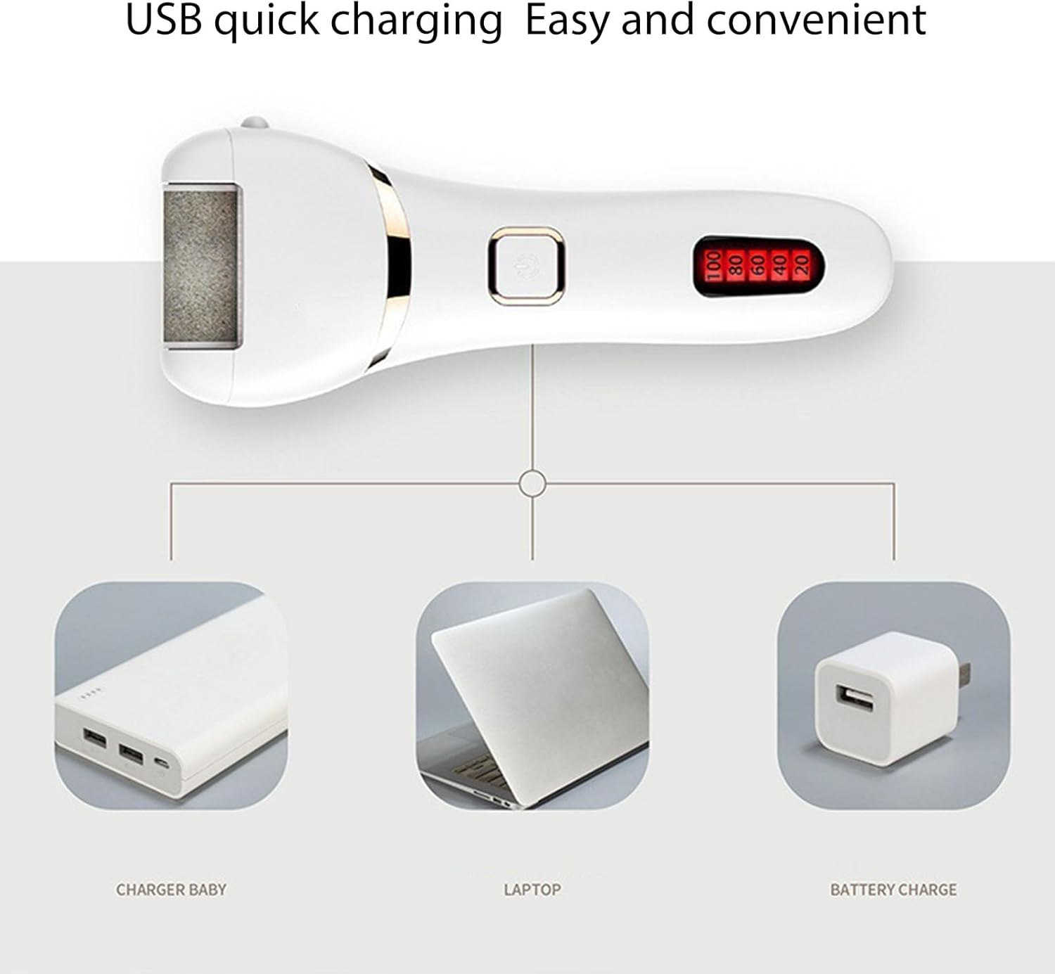 Potable Pedicure Supplies for Home, Electric Feet Callus Remover Rechargeable Automatic LED Display, Foot Callus Remover with 2 Gears Adjustment Foot Scrubber Filer image number 1