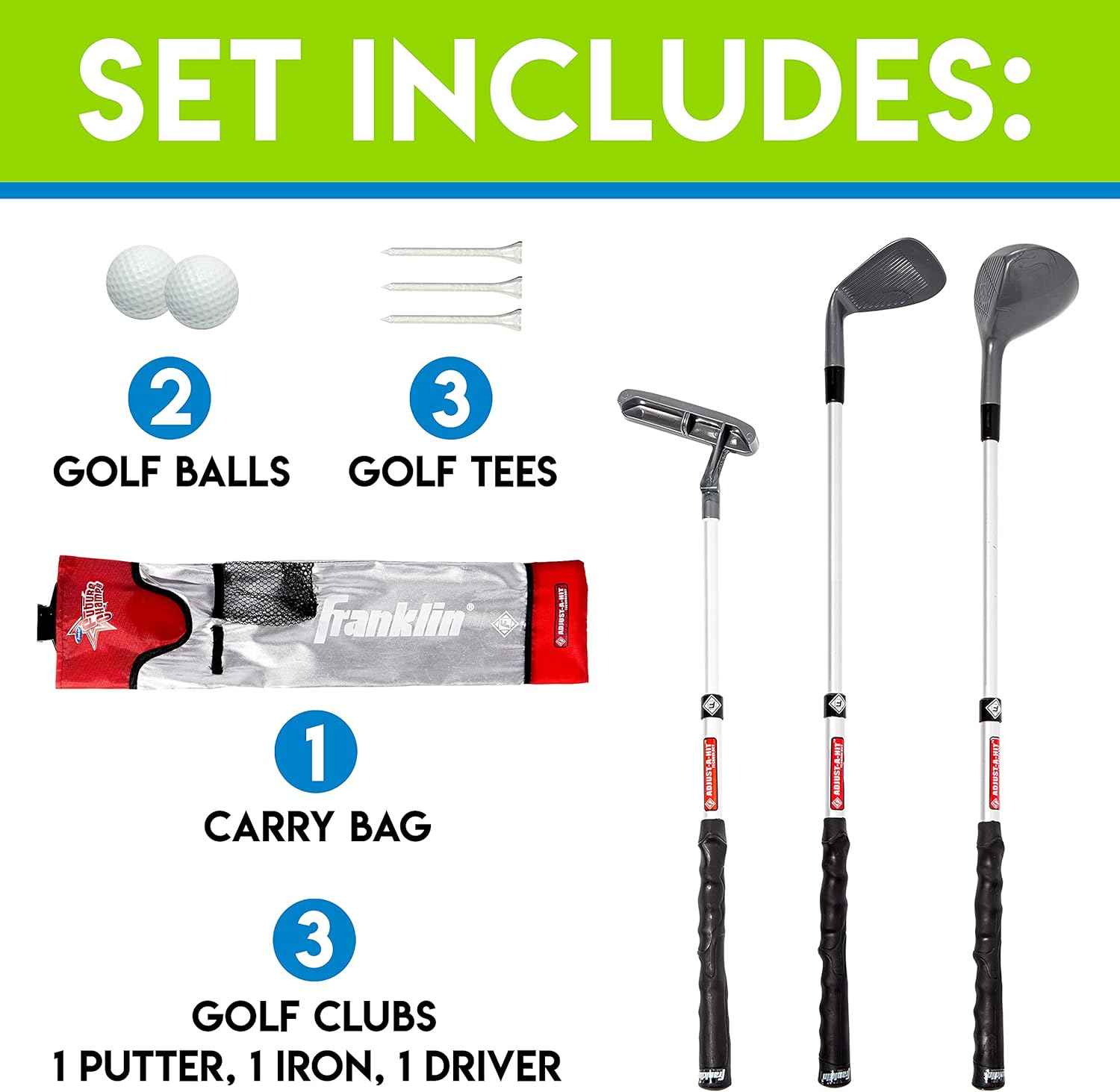 Franklin Sports Youth Golf Set with Adjust-A-Hit Technology image number 2