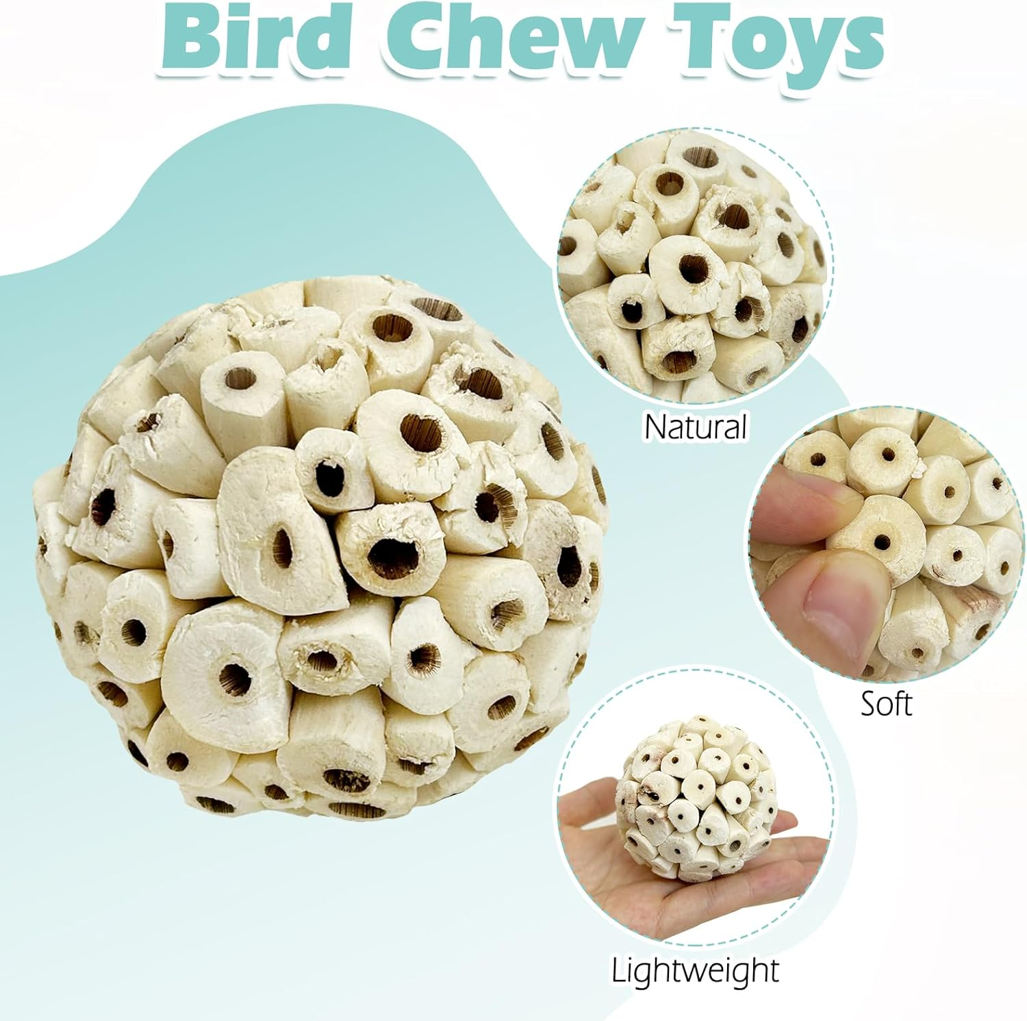 PINVNBY 12 Pack Small Sola Balls Bird Toys Soft & Chewable Bird Chew Ball Natural Sola Plant Lightweight Shred Toy for Parakeet Cockatiel Lovebird Budgie and Similar Sizes Pets image number 1