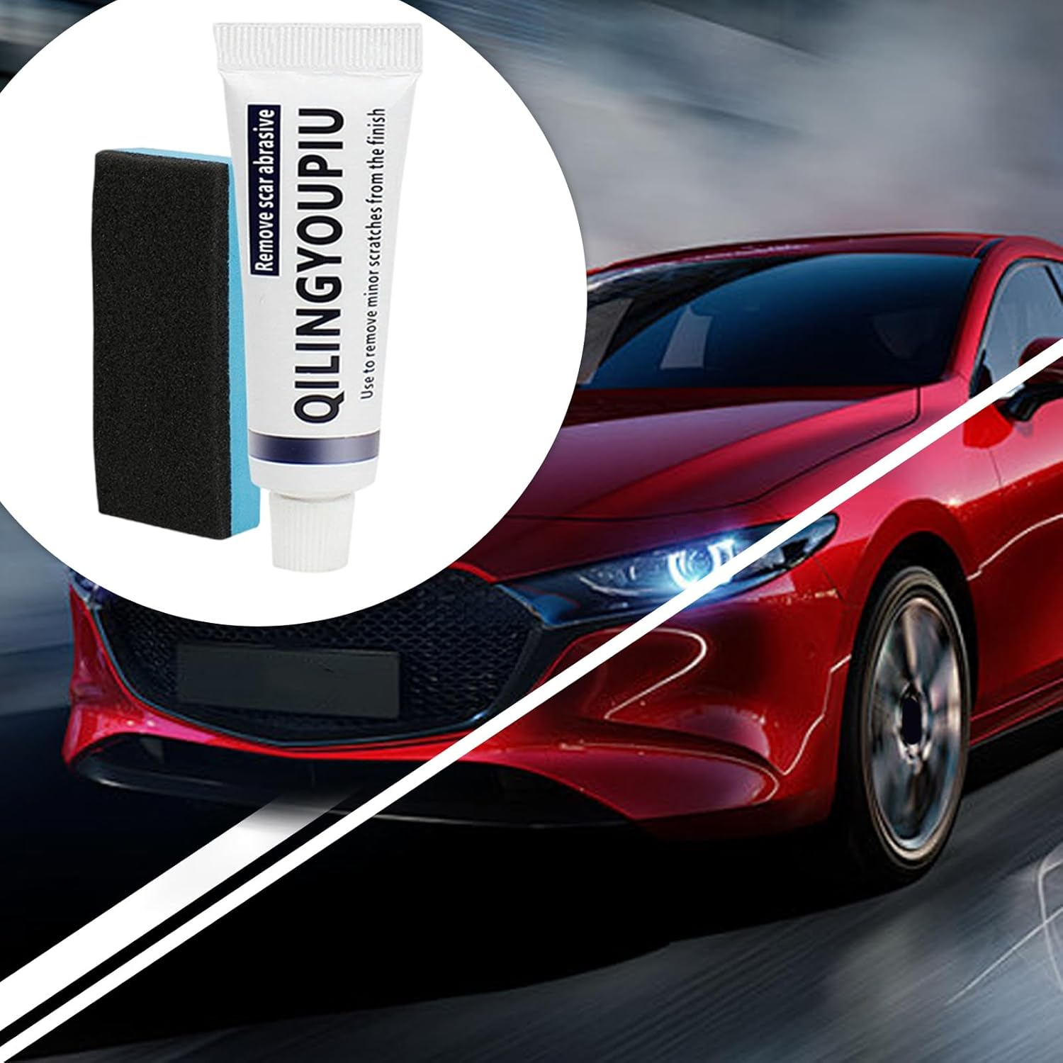 Scratch Remover for Vehicles,Safe Scratch Remover with Sponge Safe Polishing Compound | Car Scratch Repair, Car Touch up Paint for Glue Stains, Bird Droppings, Asphalt, Wear image number 6