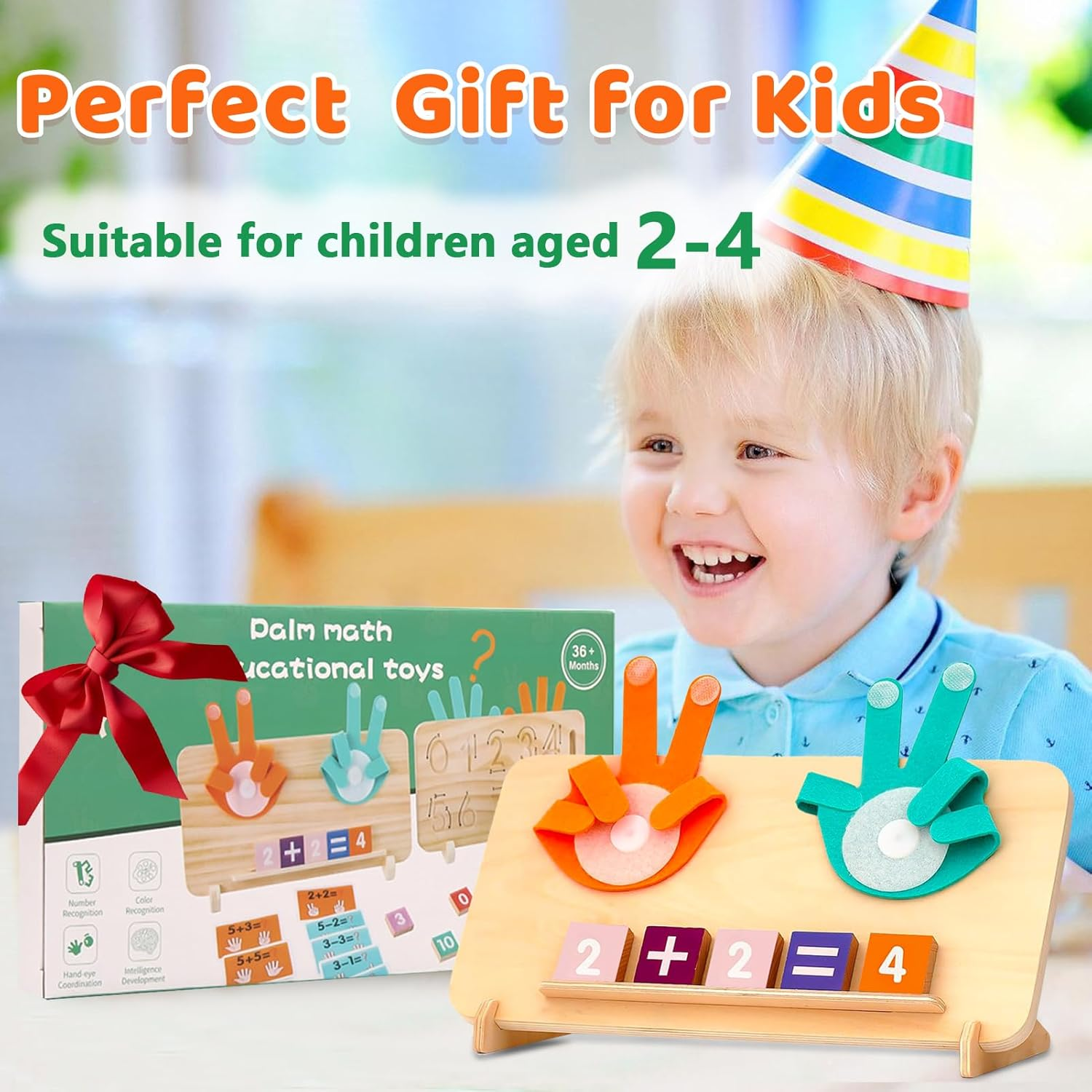 Caunedy Montessori Learning Toys for Toddlers 2-4, Preschool Educational Math Toy, Manipulatives Number Counting Block and Number Tracing Board, Boy Girl Birthday Gifts image number 3