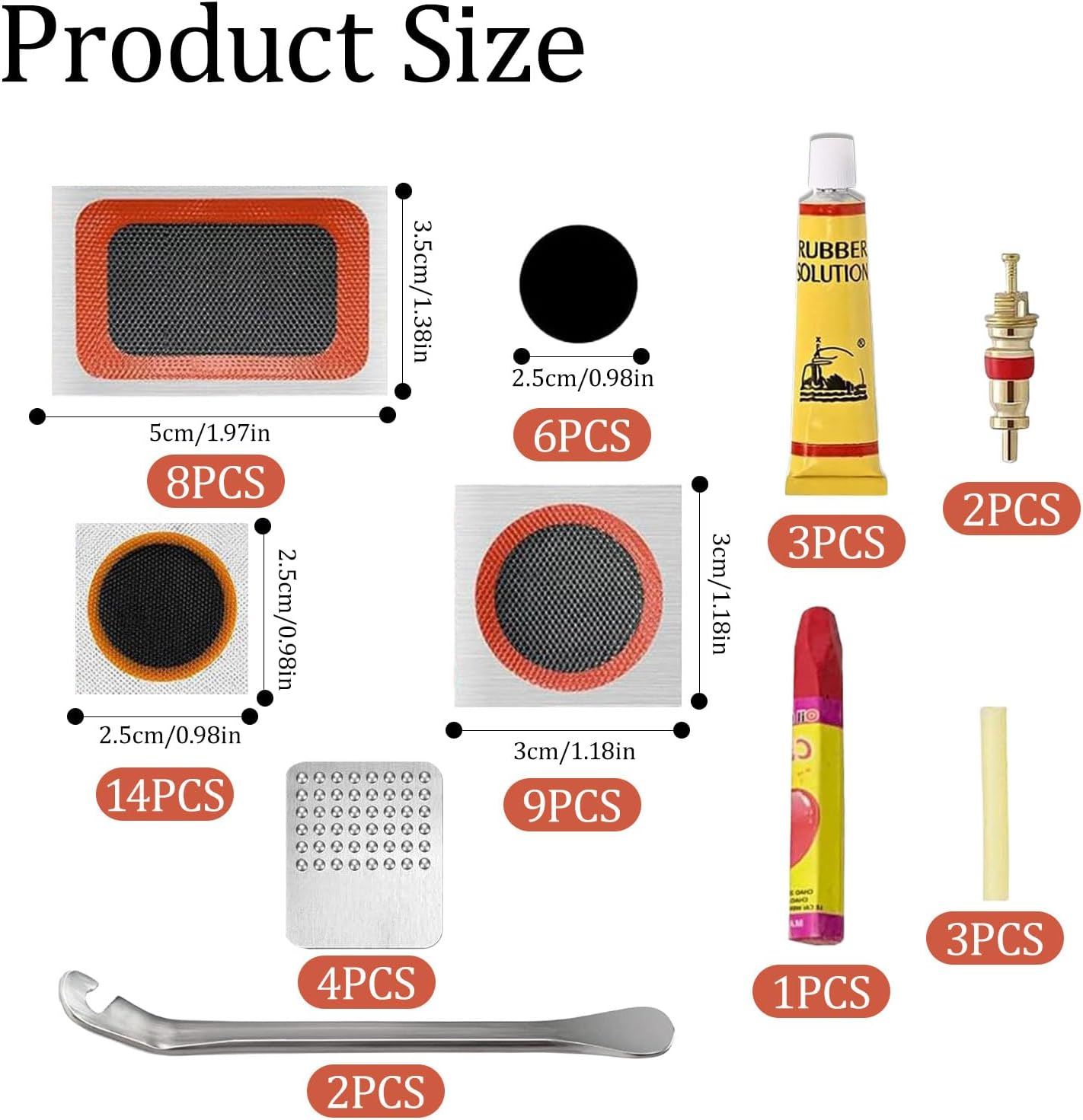 53Pcs Tyre Repair Kit, Inner Tube Tire Bike Repair Kit, Puncture Repair Kit Bicycle, Bicycle Tire Repair Tools, Suitable for All Bicycles, Mountain Bikes, Road Bikes and Commuter Bikes image number 3