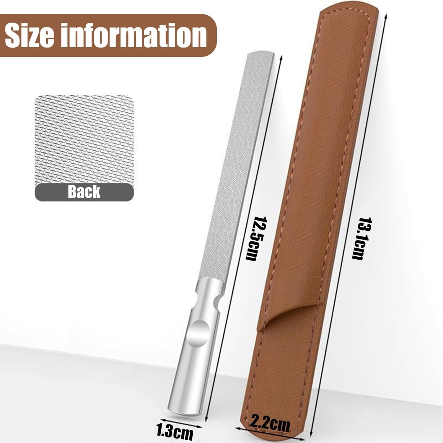 Luzcauwy Stainless Steel Nail File with Anti-Slip Handle, Double Sided Professional Nail Tools & Accessories for Men & Women &ndash; Includes Protective Leather Case image number 1