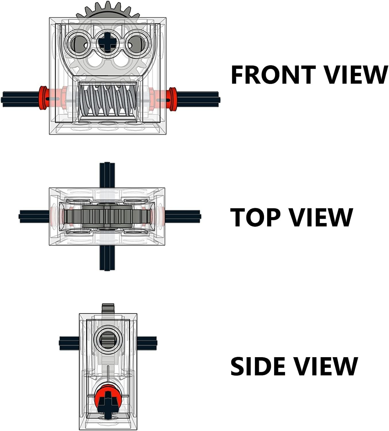 5 Sets of Technical Parts Complete Gearbox Assembly Trans-Clear Wormbox Gear Motor Reducer Block Mindstorms Robotics Ev3 NXT MOC Transparent Robotics Power Function Compatible with Part 6588 image number 1