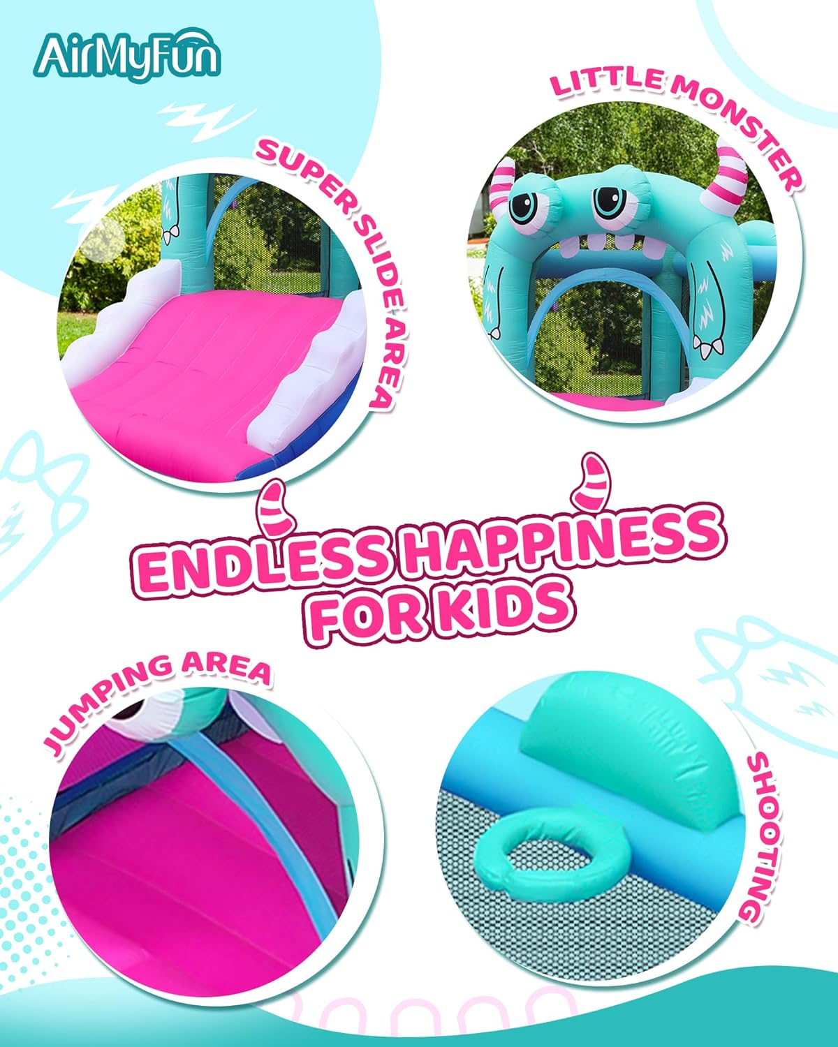 Inflatable Bounce House for Kids, Wide Slide & Jumping Inflatable Bouncer - Airmyfun Toddler Bounce House with Blower for Kids 2-12 Use Fun Indoor&Outdoor image number 5
