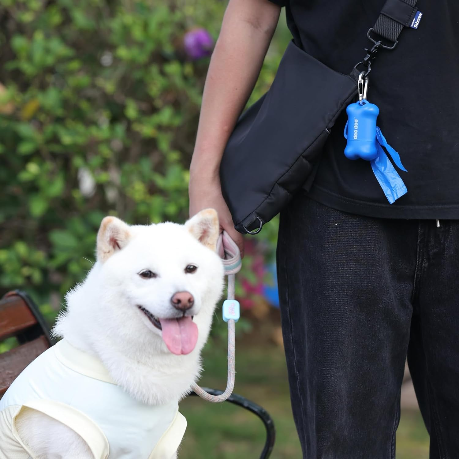 Deo Doo Dog Poop Bags with Handles 9 Rolls 108 Counts Big Sizes Leak Proof and Extra Thick Waste Bags Refill Rolls for Walking Small Medium Large Dogs Cats Litter with Holder Iris Scented image number 4