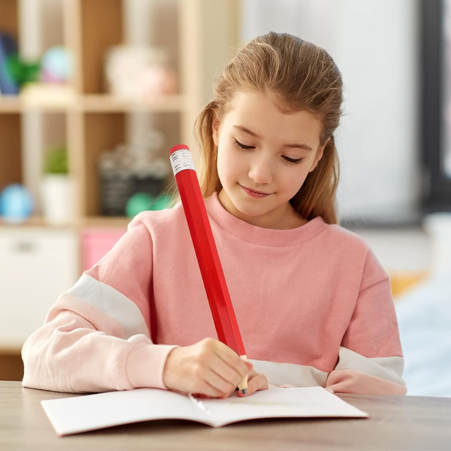 2 PCS Wooden Jumbo Pencils, Really Big Pencil, Super Giant Pencil - Writable & Erasable (Surprise Random Color) image number 3