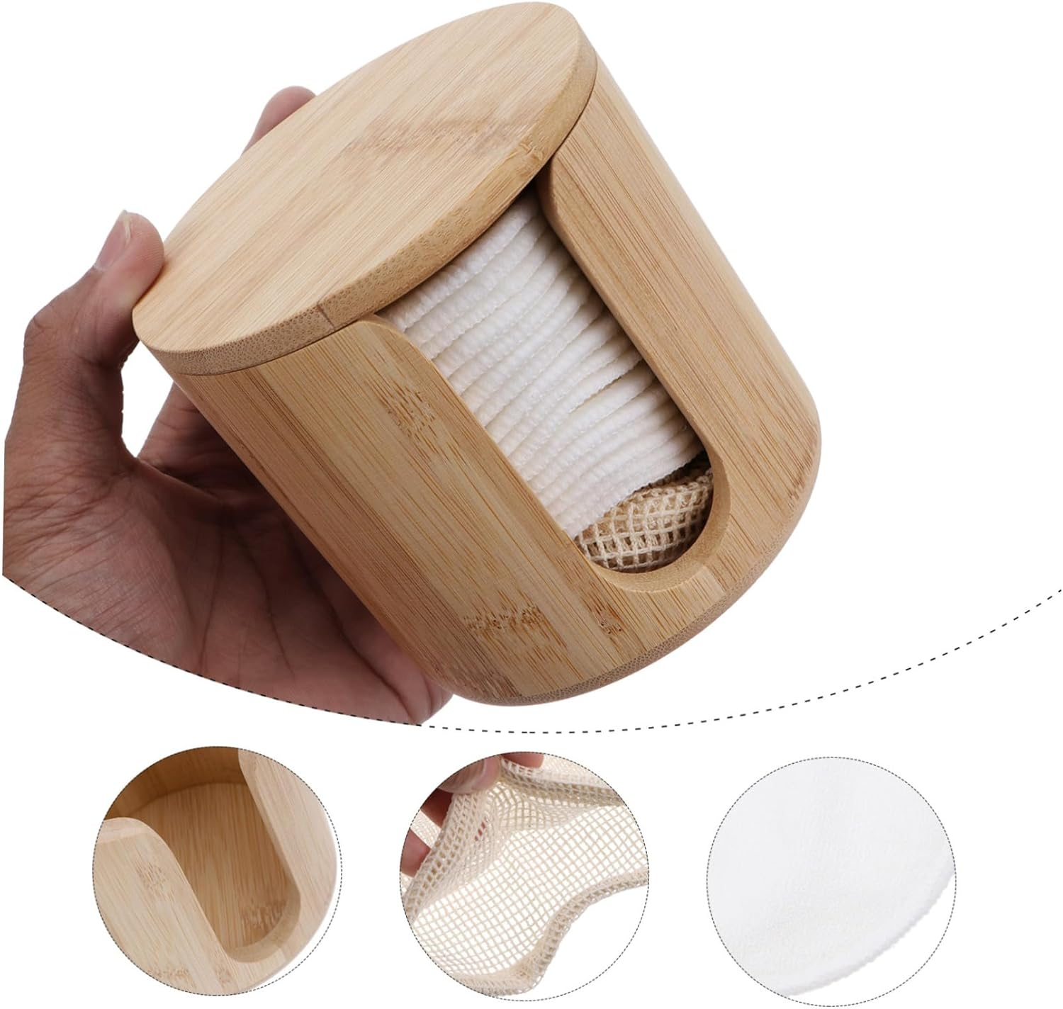 1 Set Reusable Bamboo Fiber Makeup Remover Pads Set Gentle Cleansing Rounds with Storage Jar for Safe and Comfortable Face Cleaning and Portable image number 6