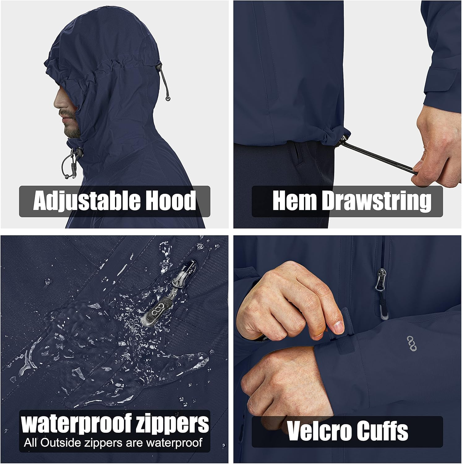 33,000Ft Men'S Outdoor Waterproof Jackets Packable Windbreaker Lightweight Quick Dry Raincoat Outdoor Jacket for Cycling Camping image number 7