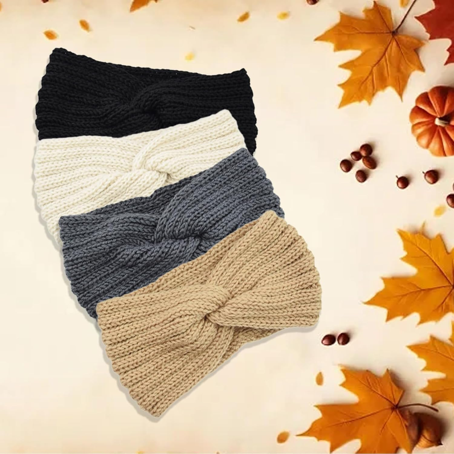 Cfcyhla Pack of 4 Women'S Winter Knitted Headband Women Girls Women Hair Bands Wide Ear Warmers Crochet Elastic Hair Accessories for Outdoor Sports, Skiing, Running image number 4