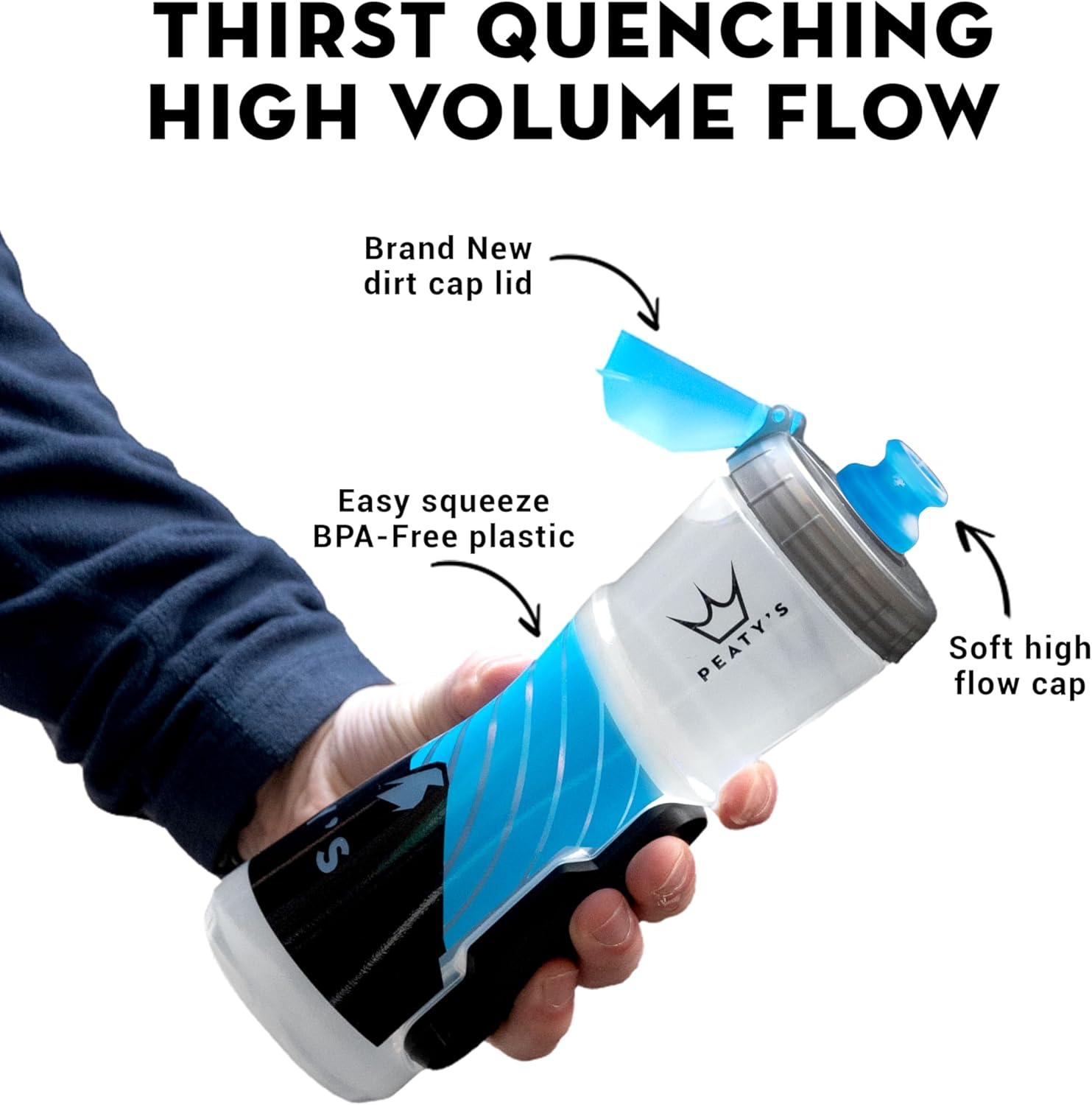 Peaty'S X Fidlock Lockin Magnetic 450Ml Bike Water Bottle & Mount, Bicycle Drink Bottles, Cycle Accessories for Mountain Biking & Cycling, Premium Alternative to Cage, Twist & Release - Mountain Clear image number 3