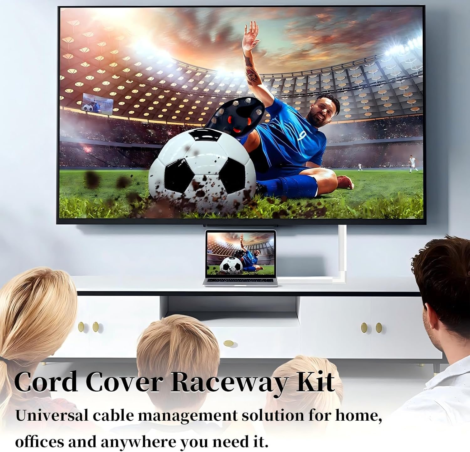 Cord Hider, 400CM / 157In Wire Covers for Cords on Wall, Premium Cable Hider Cord Covers for Wires, Cable Management Wire Hiders for TV, Cable Raceway Kit, 10Pcs 0.59In W X 0.35In H X 15.75In L image number 1