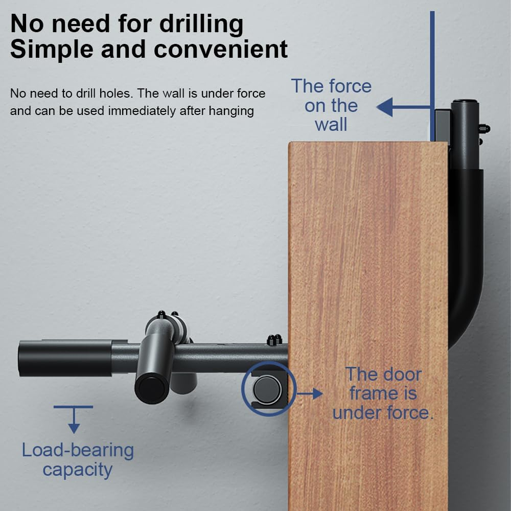 HPAMR Dip Bar, Fitness Dip Bar Attachments, Multi-Grip Strength for Doorway, Indoor Chin-Up Bar Fitnes Trainer for Home Gym Portable, Pull up Bar for Doorway, Upper Body Fitness Workout Bar image number 5