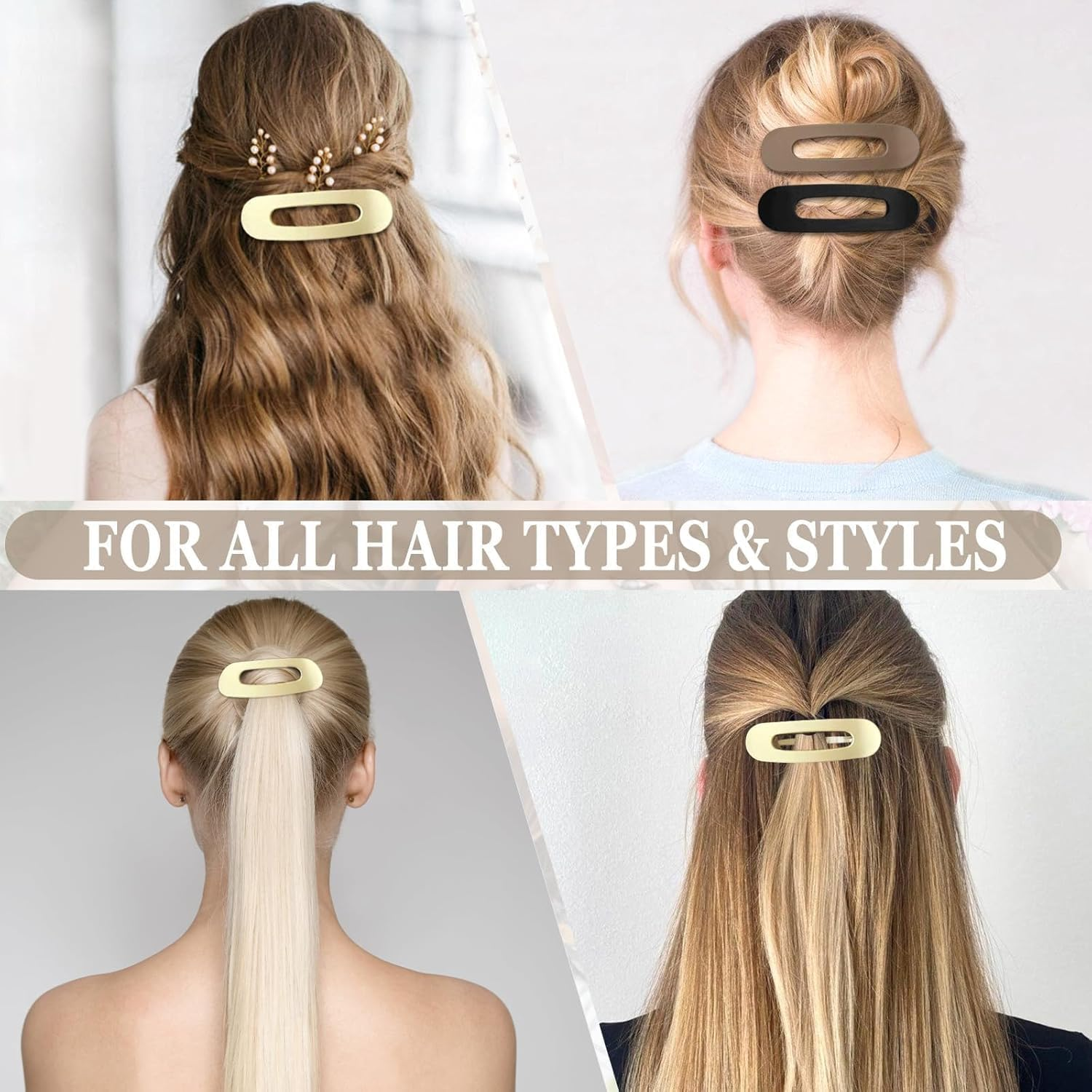 French Concord Lay Flat Claw Clips, 6Pcs French Concord Flat Hair Clips,French Flat Hair Clips Curved Claw Clips image number 3