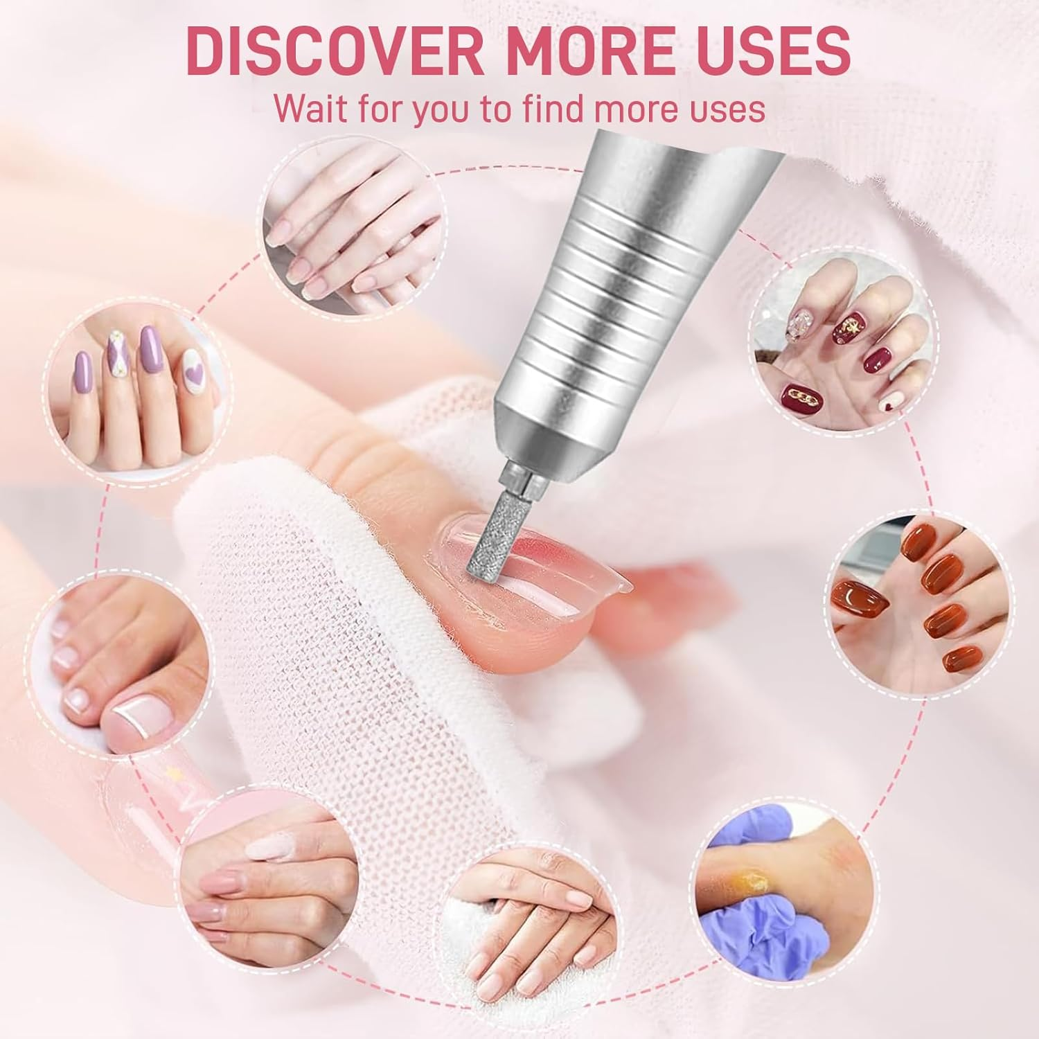 2-In-1 Cordless Nail Drill with Nail Lamp, Professional Rechargeable 45000 RPM Electric Nail File for Acrylic, Gel Nails, Manicure, Pedicure, Salon & Home Use image number 4