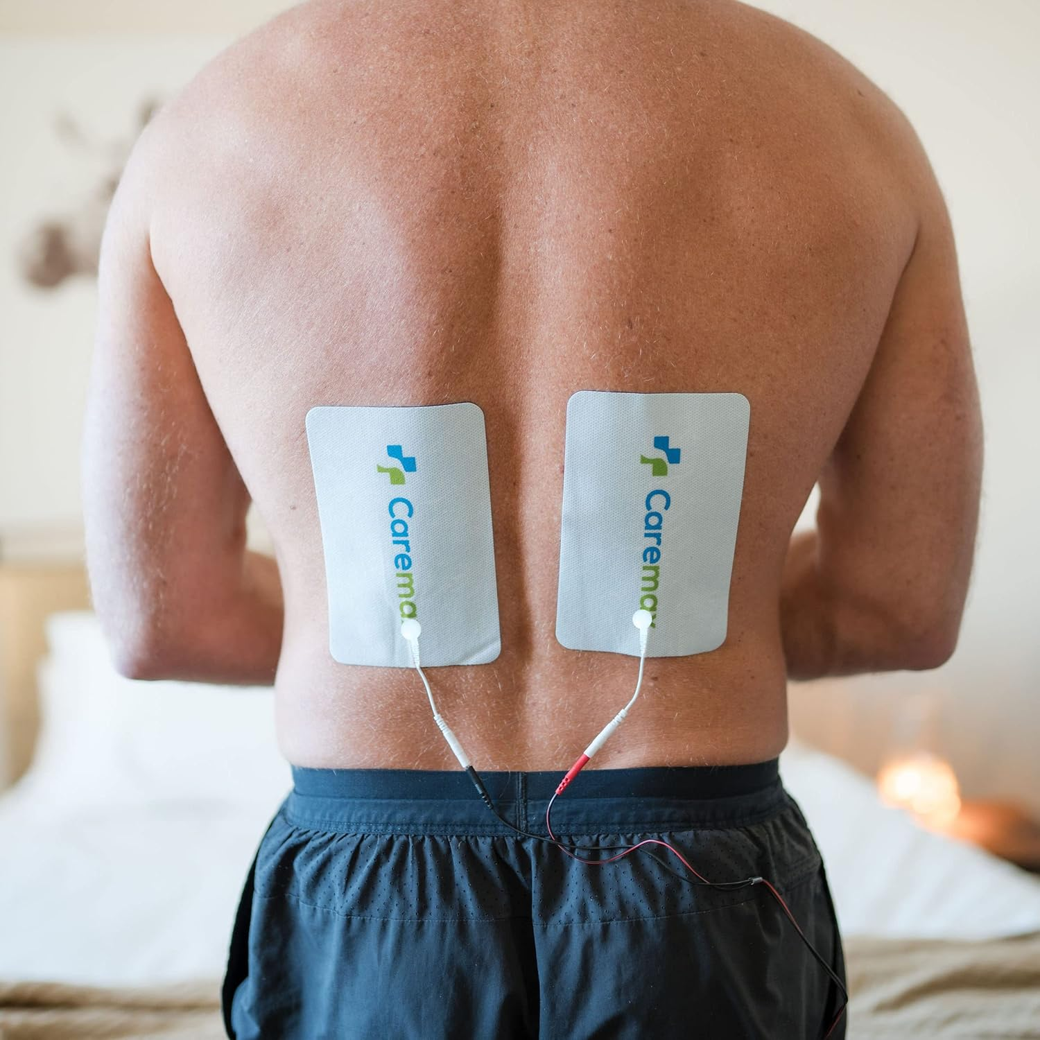 4PCS Caremax Premium Reusable Latex-Free Gel Self Adhesive Replacement Electrode Pads (Snap Type) - Extra Large 10Cmx15Cm Patches 3.5Mm Snap for TENS Machine Unit Electrotherapy Electronic Nerve & Muscle Stimulator