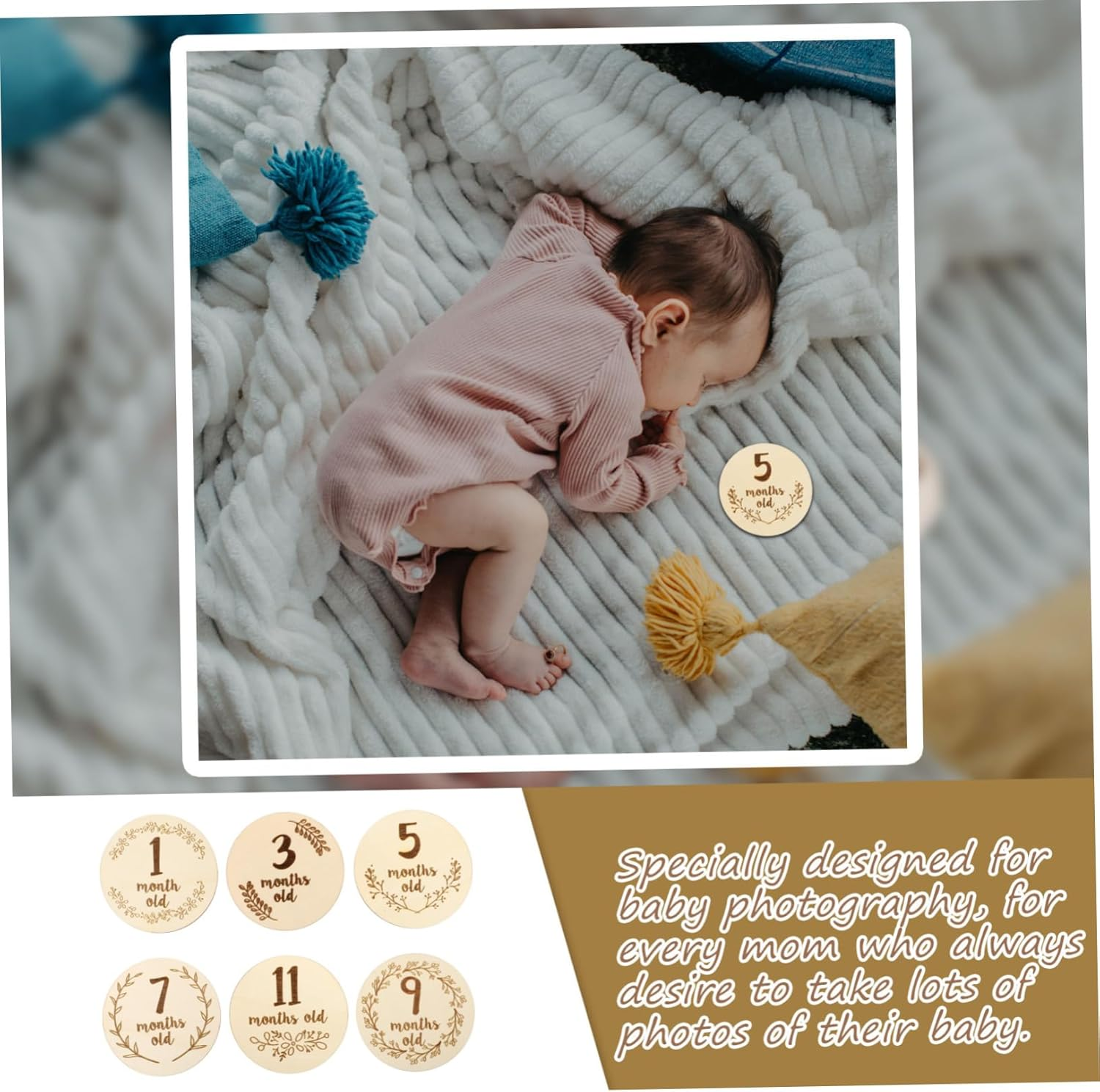 6Pcs Milestone Cards Double-Sided Birth Cards for Boy Girl Growth Photo Props for Newborn Announcement image number 5