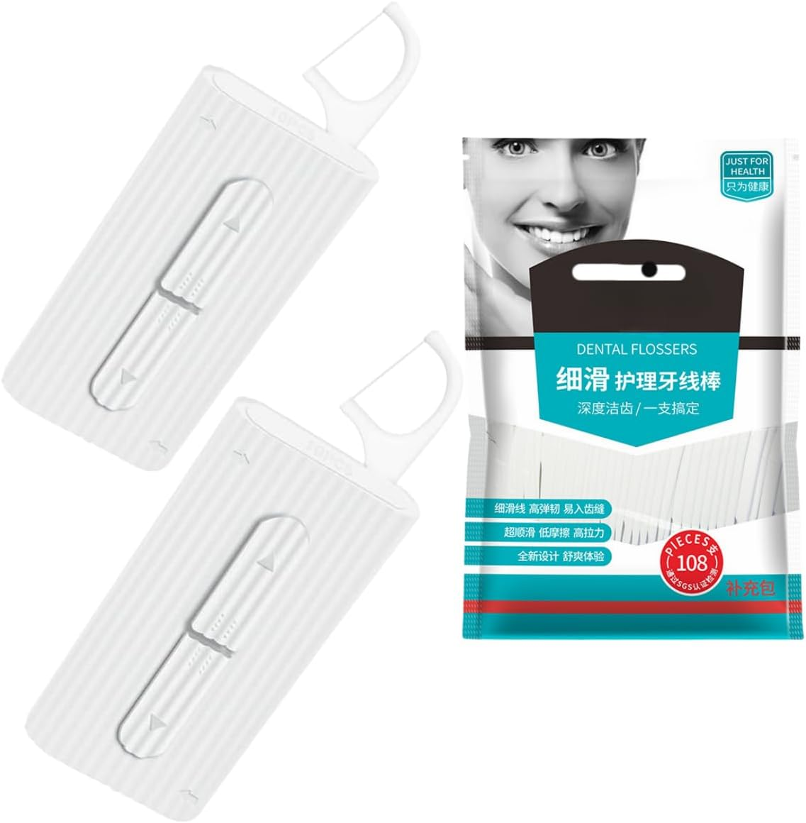 4 Pcs Dental Floss Portable Case with 256 Pcs Floss Sticks for Adults Kids Teeth Cleaning,Zanzer Teeth Clean Dental Flossers Picks Organizer,Toothpicks Floss for Family Travel (White*4)