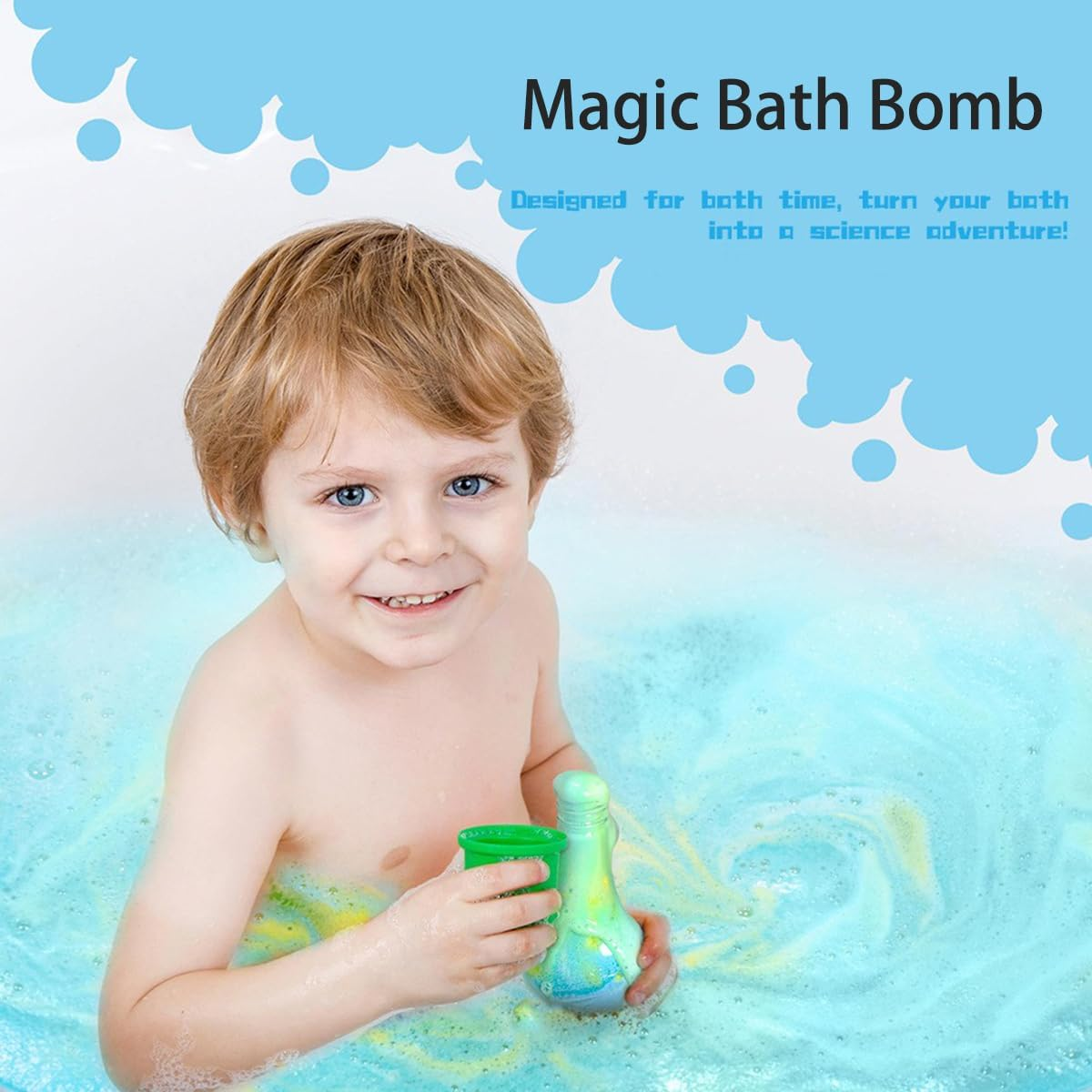 2 Pack Kids Bath Bombs Fizzy Bubble Bath Explosions for Kids, Fun Science Flask Colorful Foam Bubble Bath Bomb Fun & Educational Kids Bath Experience image number 4