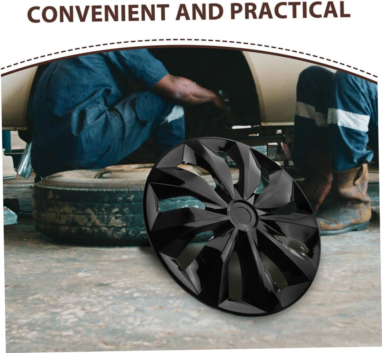 Zerodeko Car 14-Inch Hub Protective Cap Wheel Center Hubcap Decorative Rim Cover Black Universal for Urban and Rural Driving image number 4