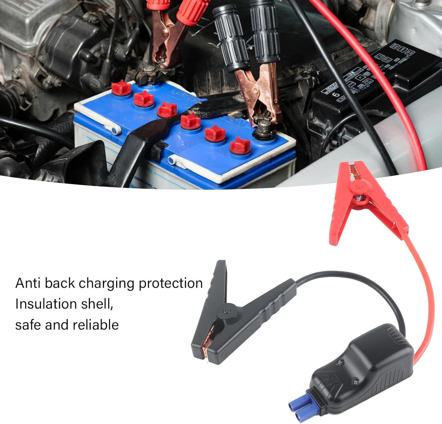 Jump Starter Cable with Battery Clamps, Car Battery Wire Clip Boost Cable Clamp, Battery Jumper Cable Clamps Battery Cable Clip for Car Battery