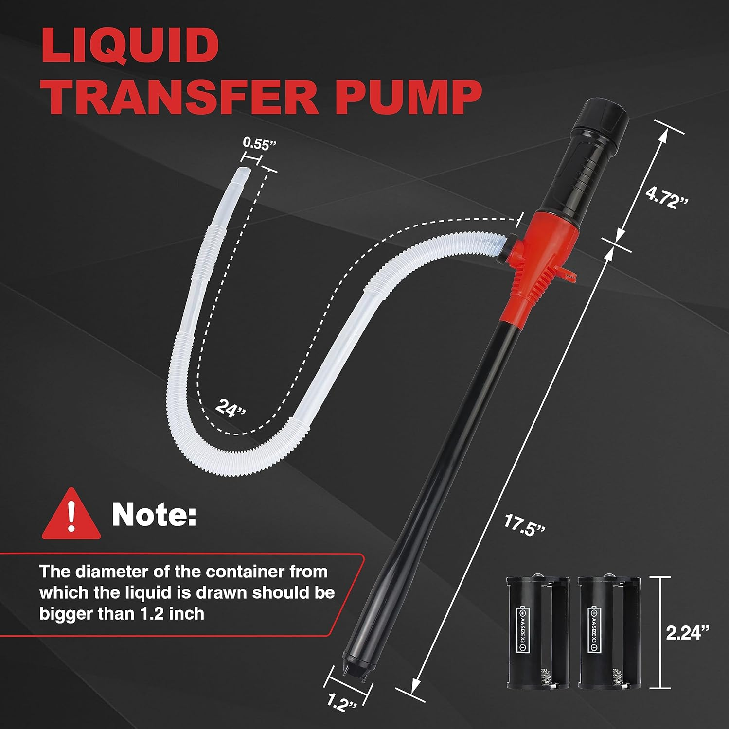 Portable Transfer Pump Battery Operated Electric Siphon Pump for Gas Fuel Diesel Transfer 3.5GPM Flow Oil Extractor - Ideal Gasoline Transfer Pump Easy to Use Hand Fuel Pump